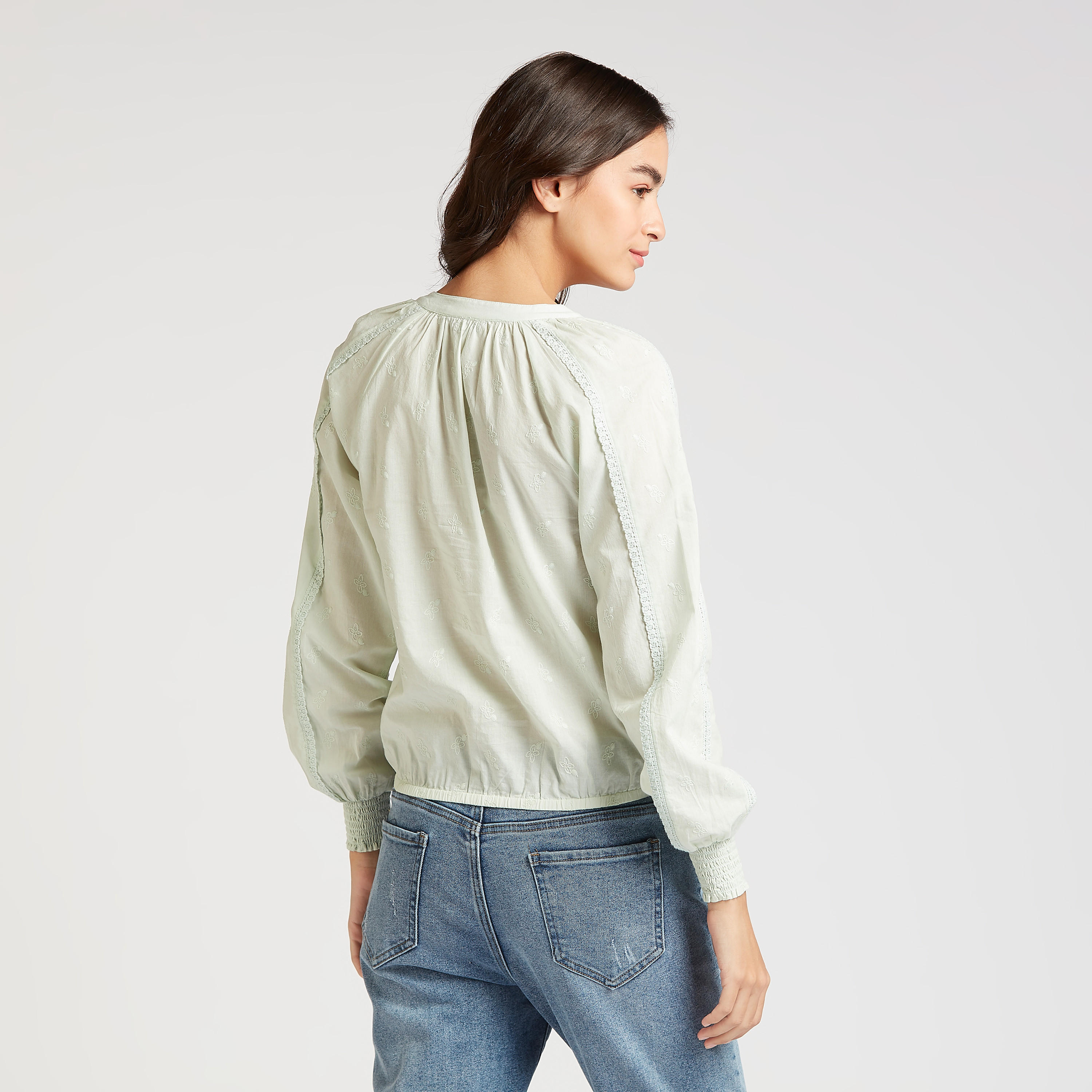 بلوزة مطرّزة بياقة ماندارين عادية وأكمام طويلة-women-clothing-shirtsandblouses-blouses-image-4