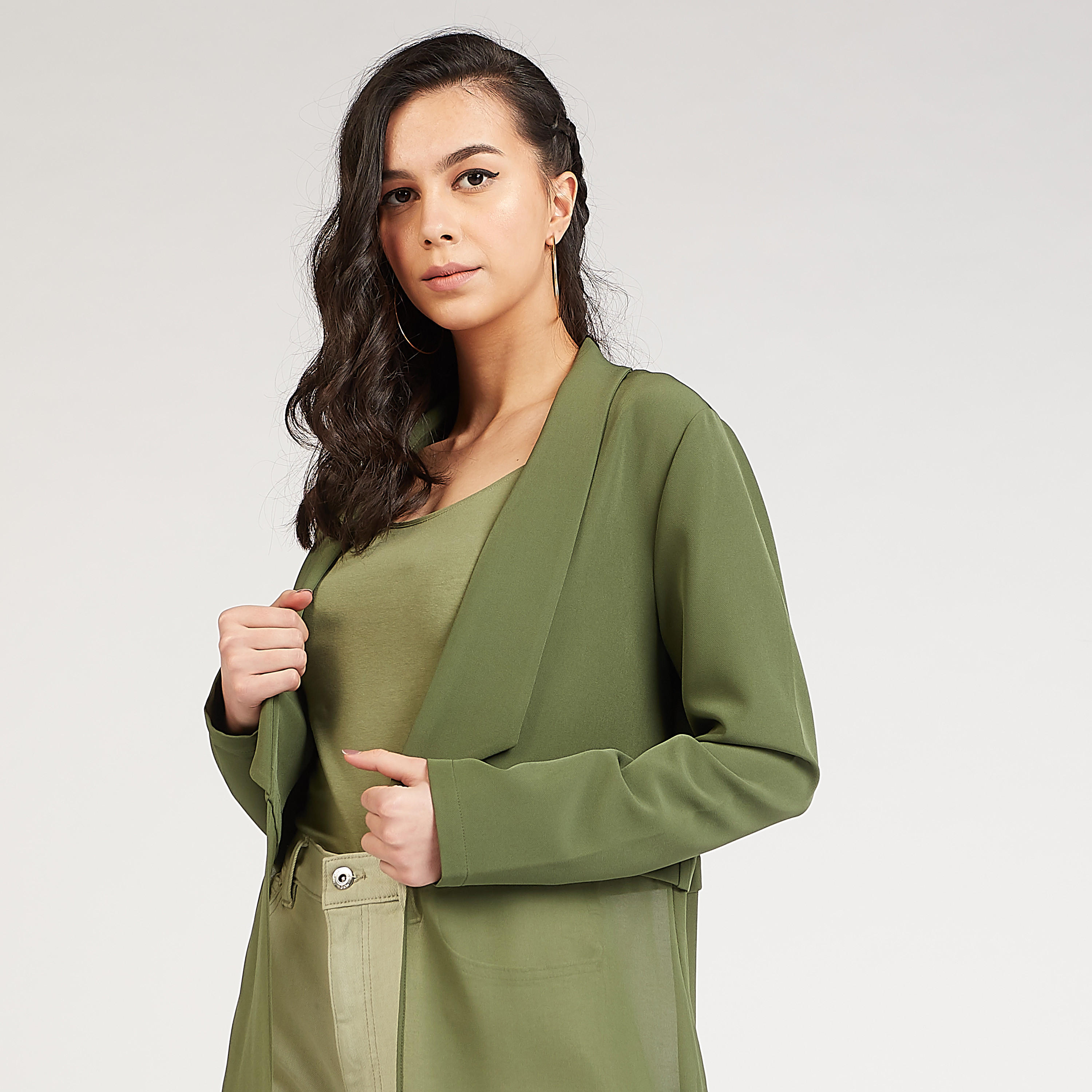 جاكيت مستدام طويل سادة بأكمام طويلة وياقة منسدلة-women-winterwear-coatsandjackets-jackets-image-3