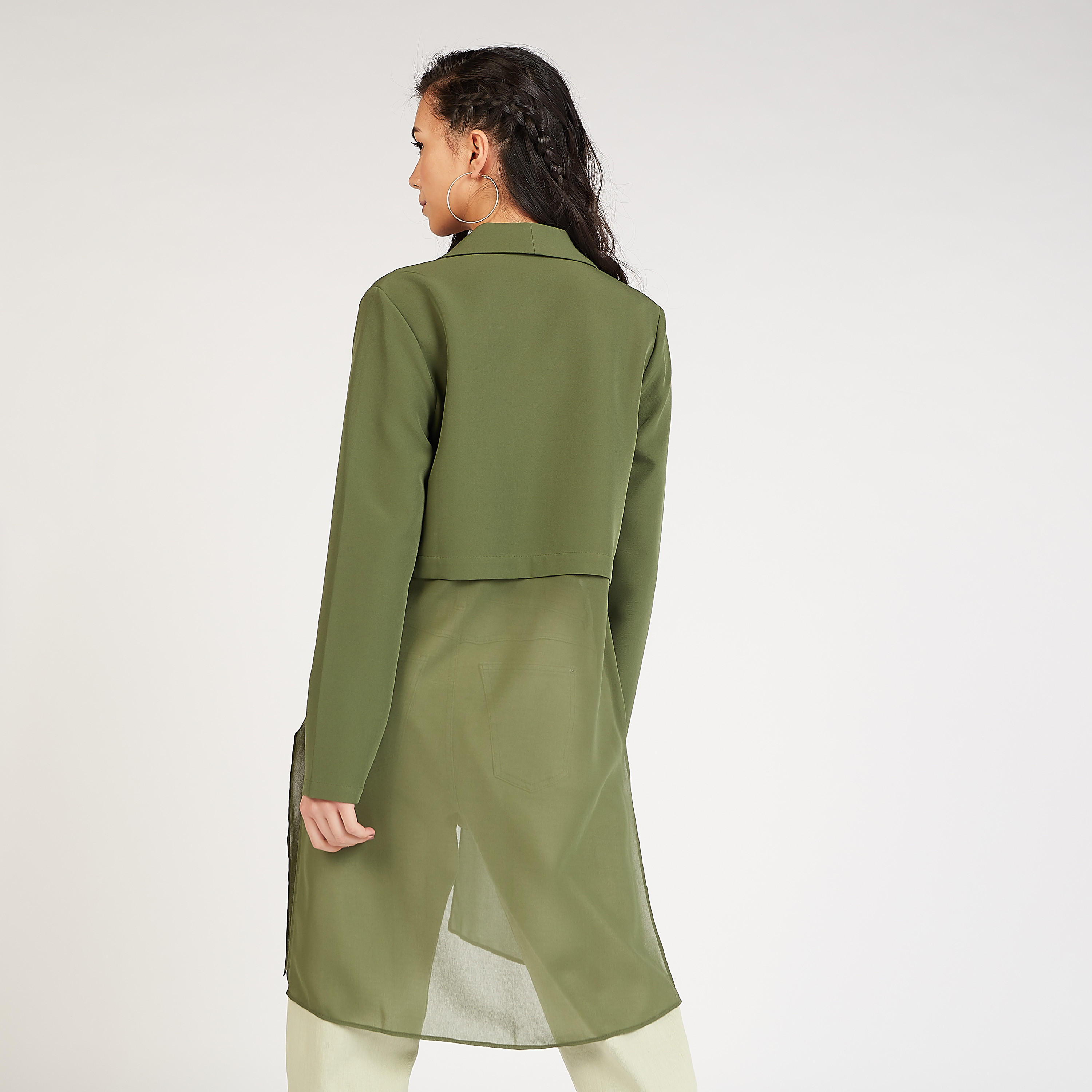 جاكيت مستدام طويل سادة بأكمام طويلة وياقة منسدلة-women-winterwear-coatsandjackets-jackets-image-4