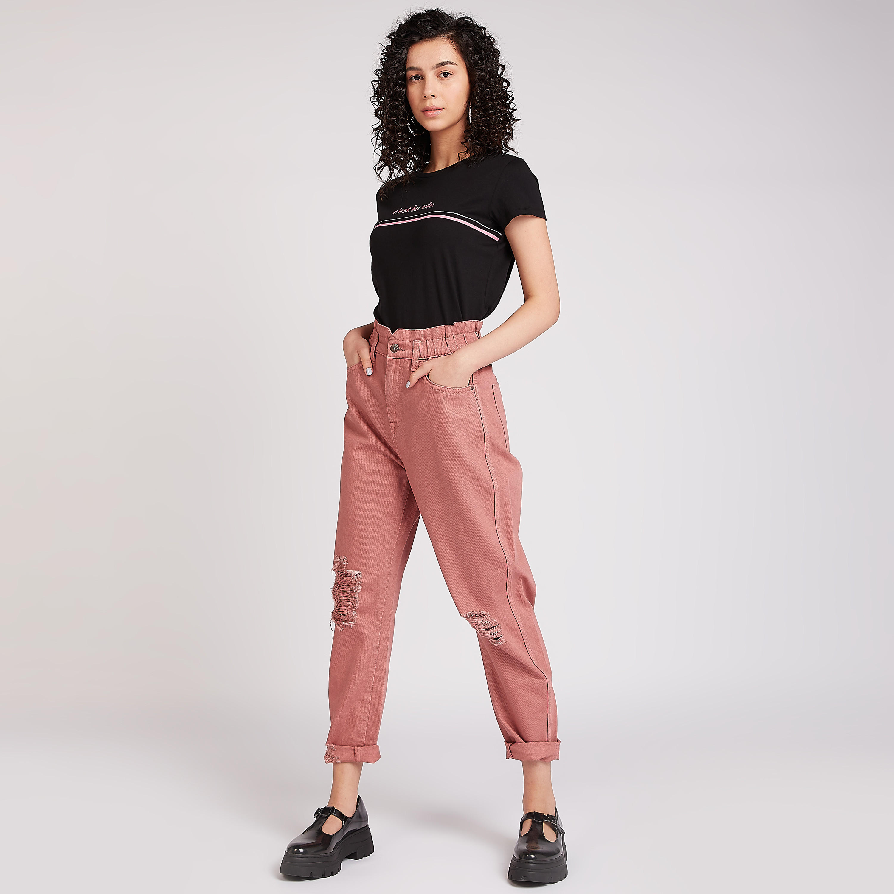Sustainable Printed T-shirt with Crew Neck and Cap Sleeves-women-clothing-tshirts-image-2