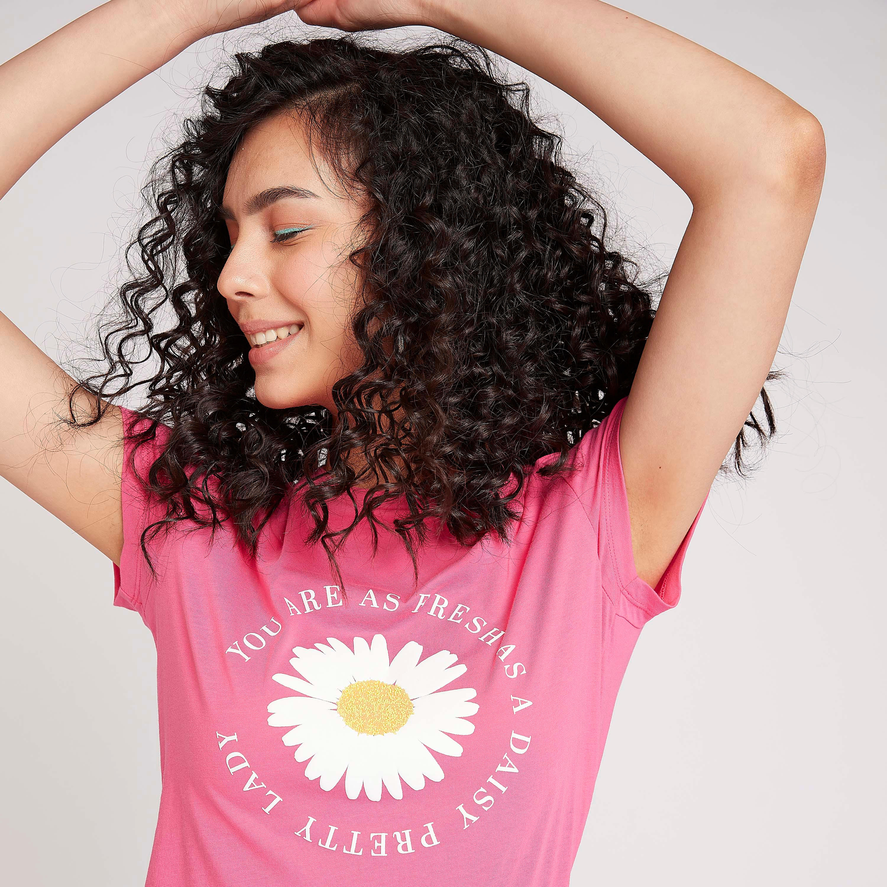 Sustainable Printed T-shirt with Crew Neck and Cap Sleeves-women-clothing-tshirts-image-1