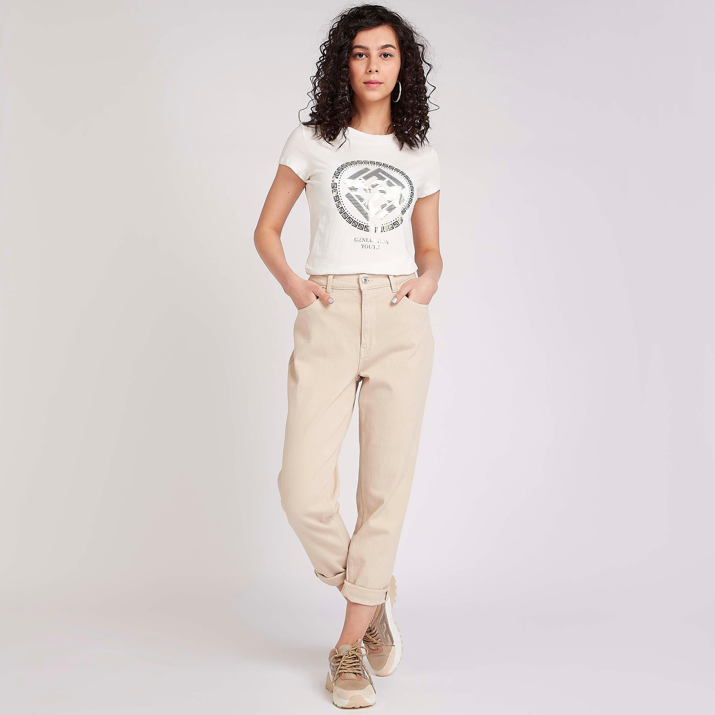 Sustainable Printed T-shirt with Crew Neck and Cap Sleeves-women-clothing-tshirts-image-2