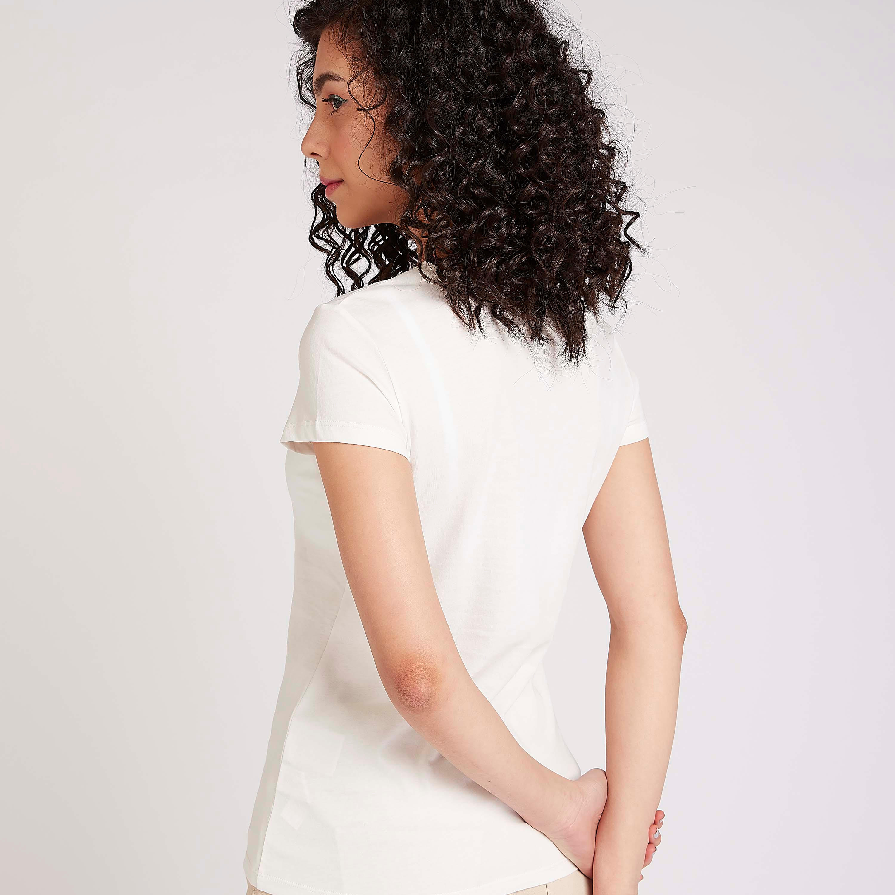 Sustainable Printed T-shirt with Crew Neck and Cap Sleeves-women-clothing-tshirts-image-4