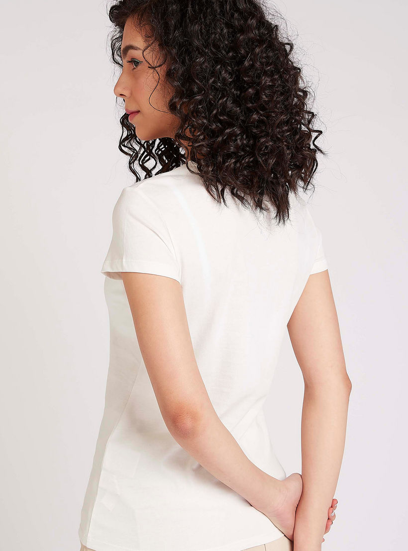 Sustainable Printed T-shirt with Crew Neck and Cap Sleeves-women-clothing-tshirts-image-4