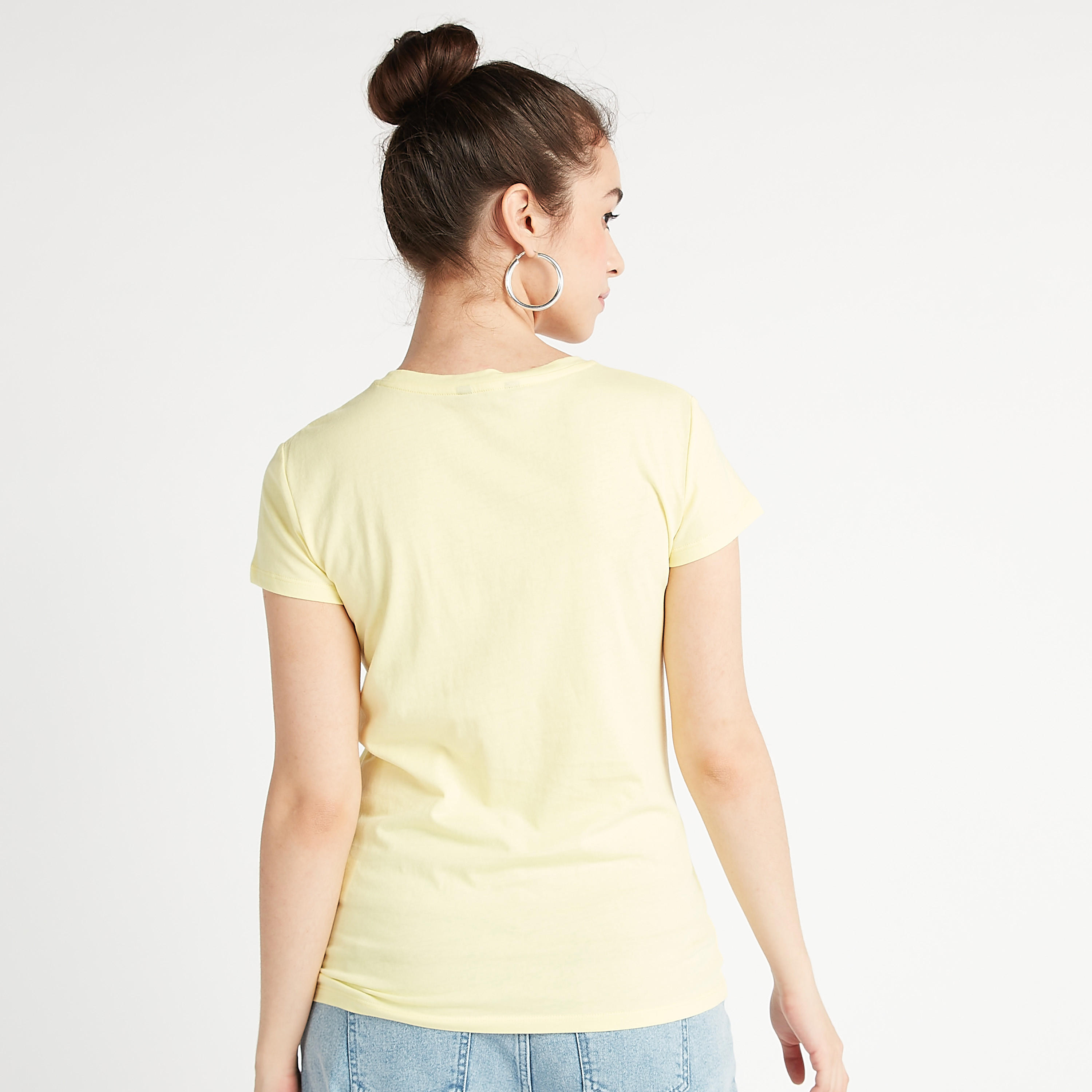 Printed Crew Neck T-shirt with Cap Sleeves-women-clothing-tshirts-image-4