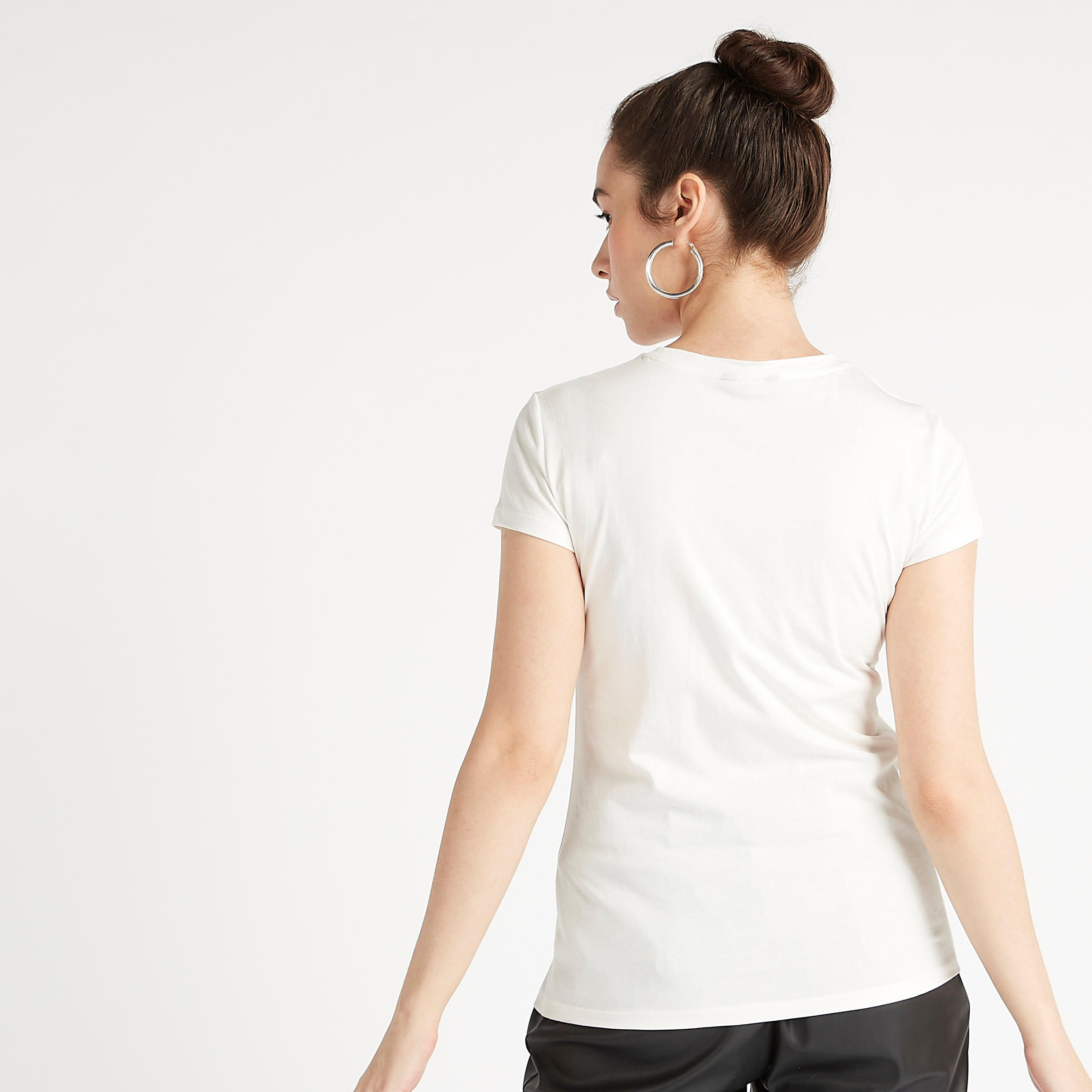 Printed Crew Neck T-shirt with Cap Sleeves-women-clothing-tshirts-image-4