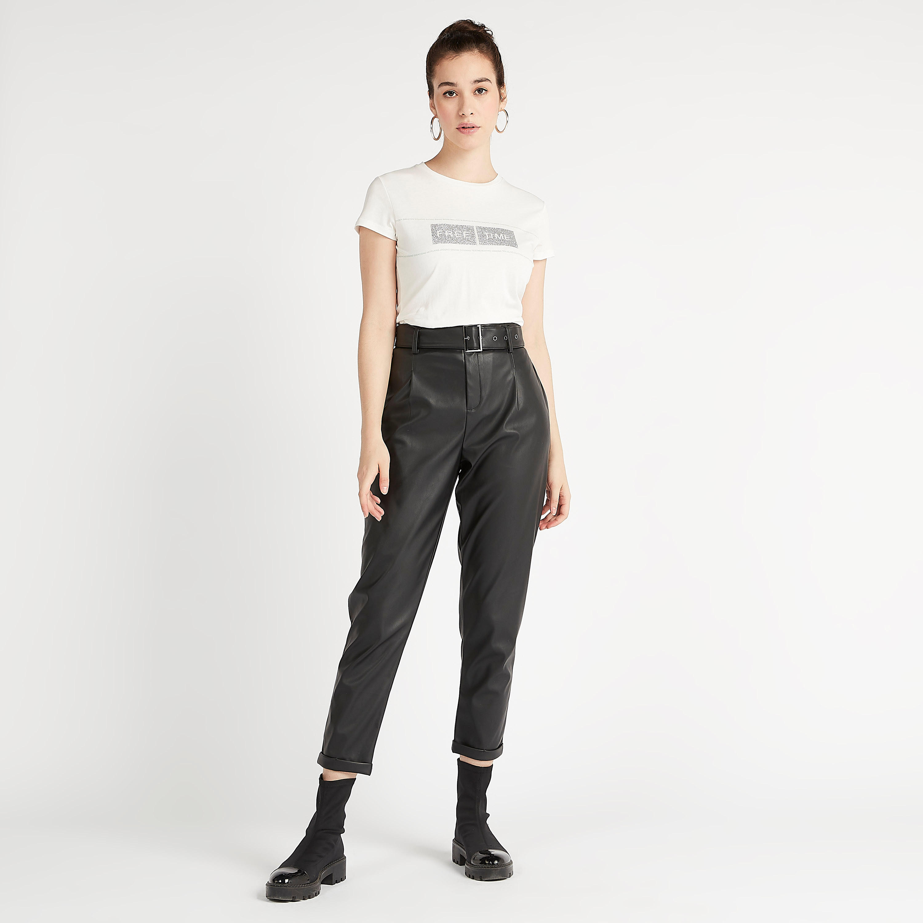 Printed Crew Neck T-shirt with Cap Sleeves-women-clothing-tshirts-image-5