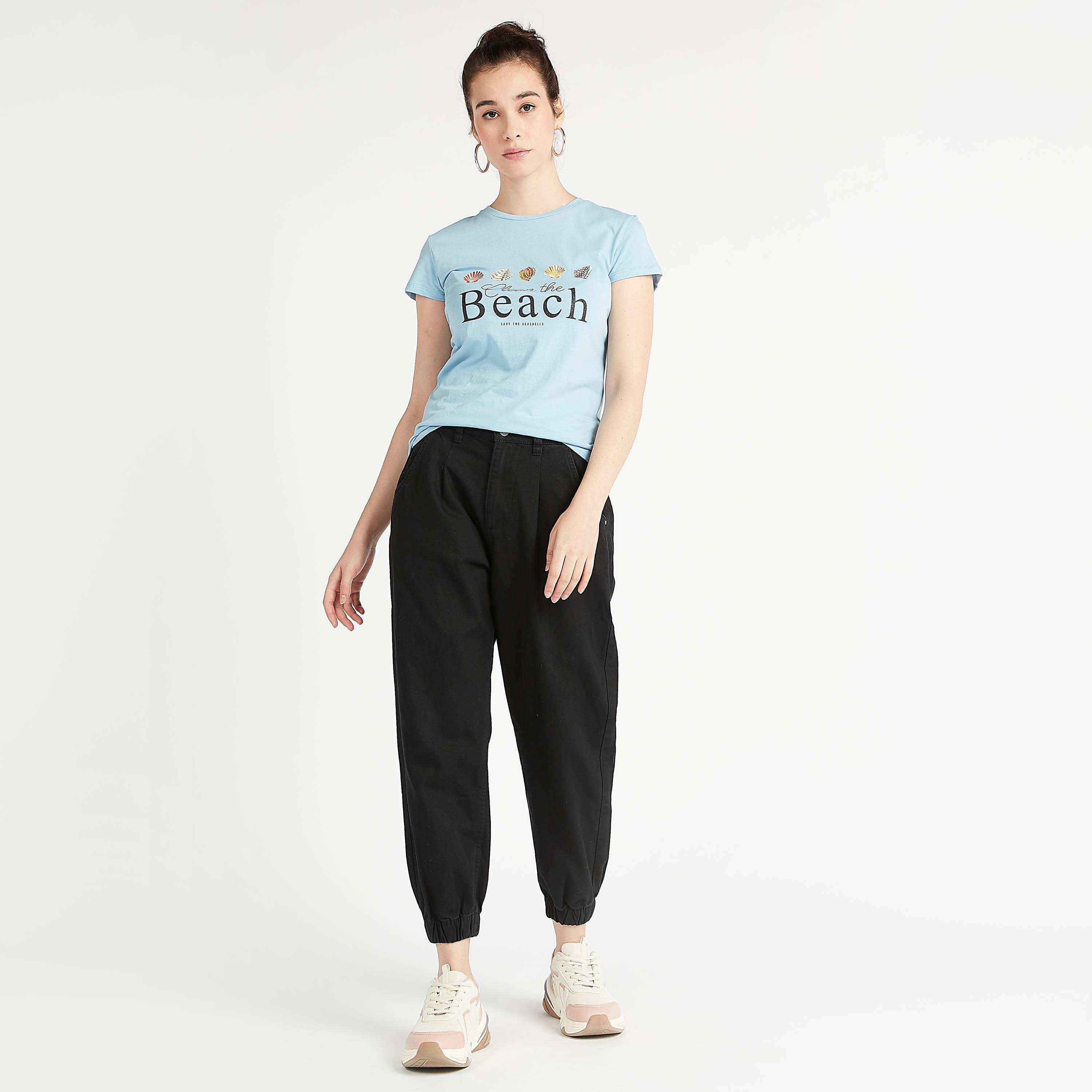 Printed Crew Neck T-shirt with Cap Sleeves-women-clothing-tshirts-image-3
