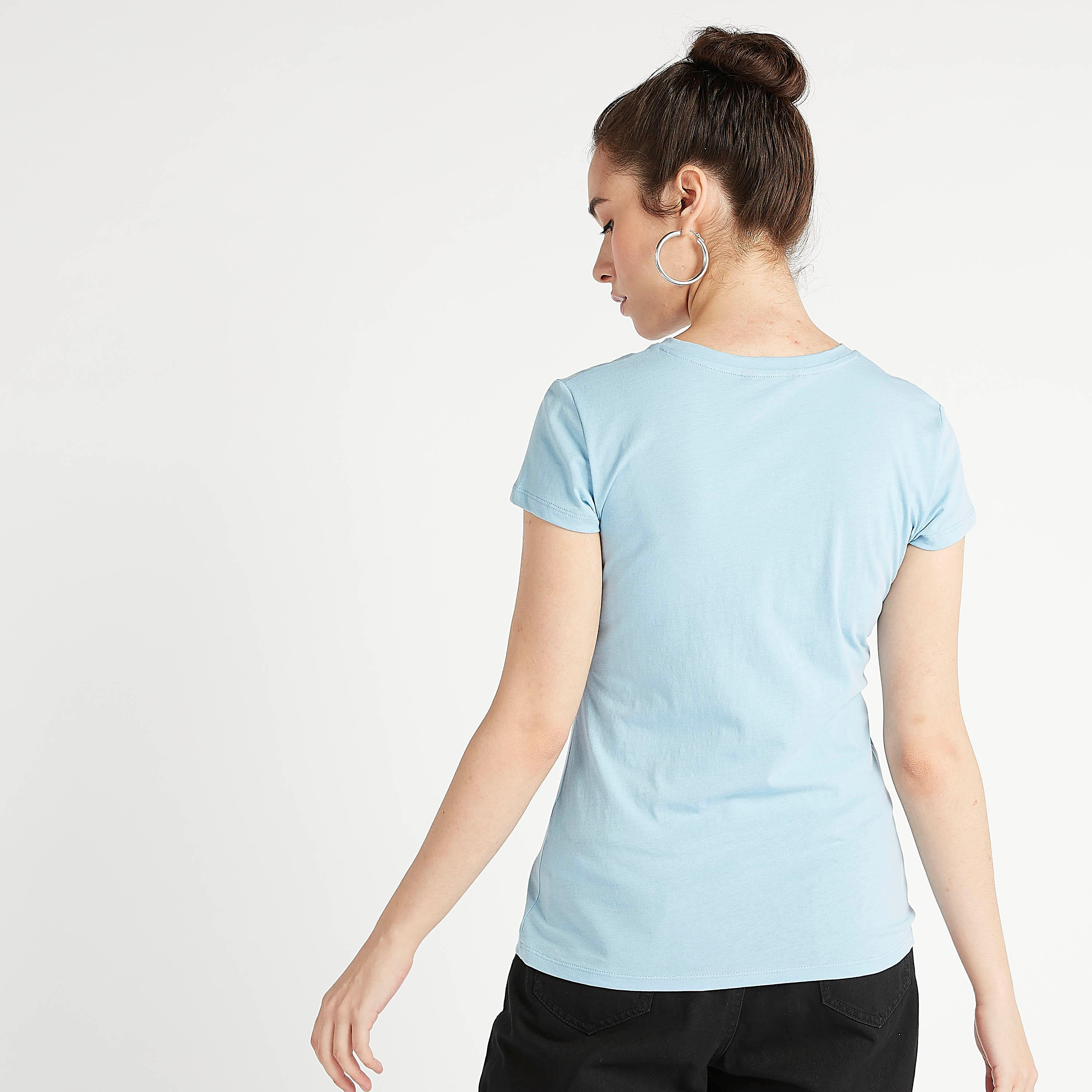 Printed Crew Neck T-shirt with Cap Sleeves-women-clothing-tshirts-image-4