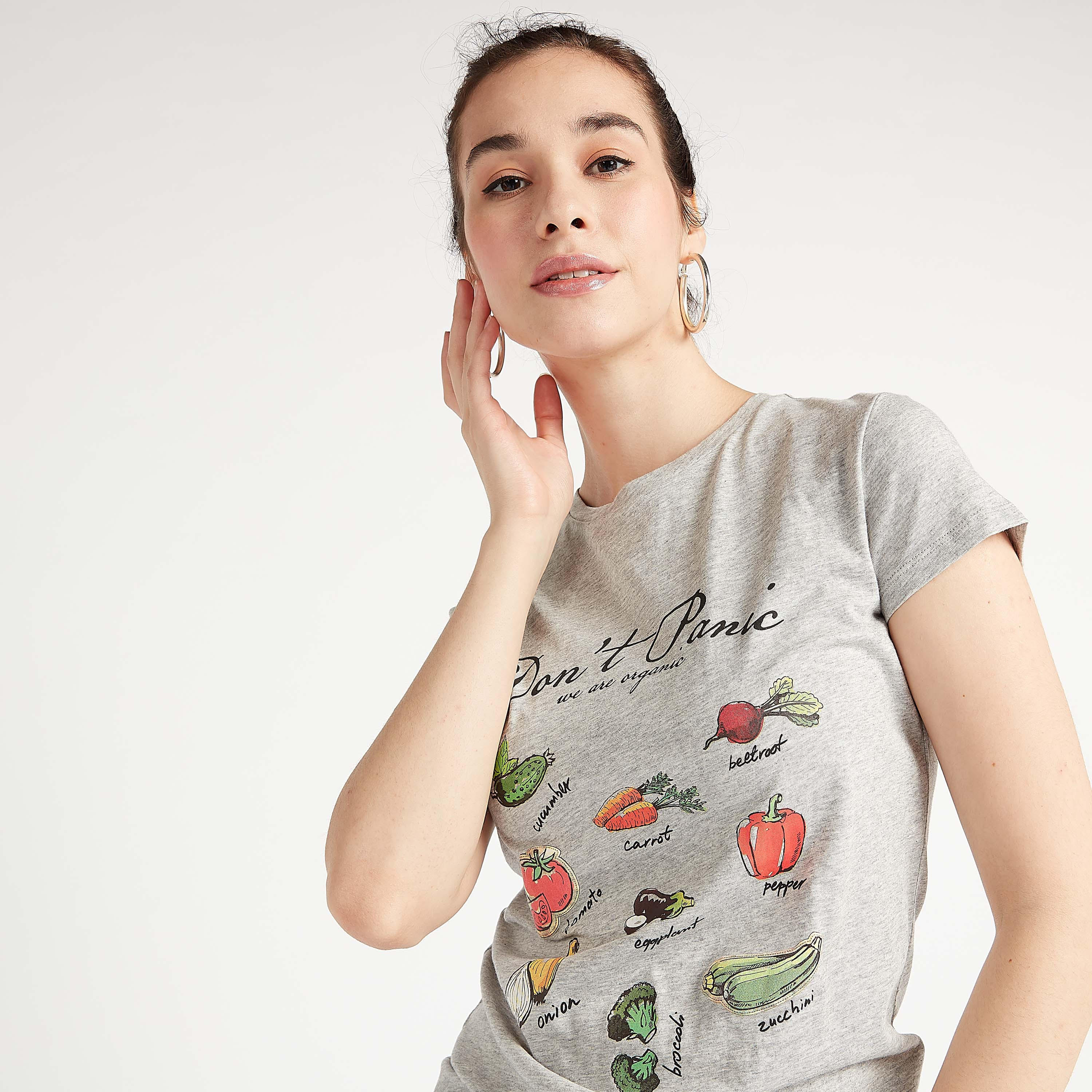Printed Crew Neck T-shirt with Cap Sleeves-women-clothing-tshirts-image-3