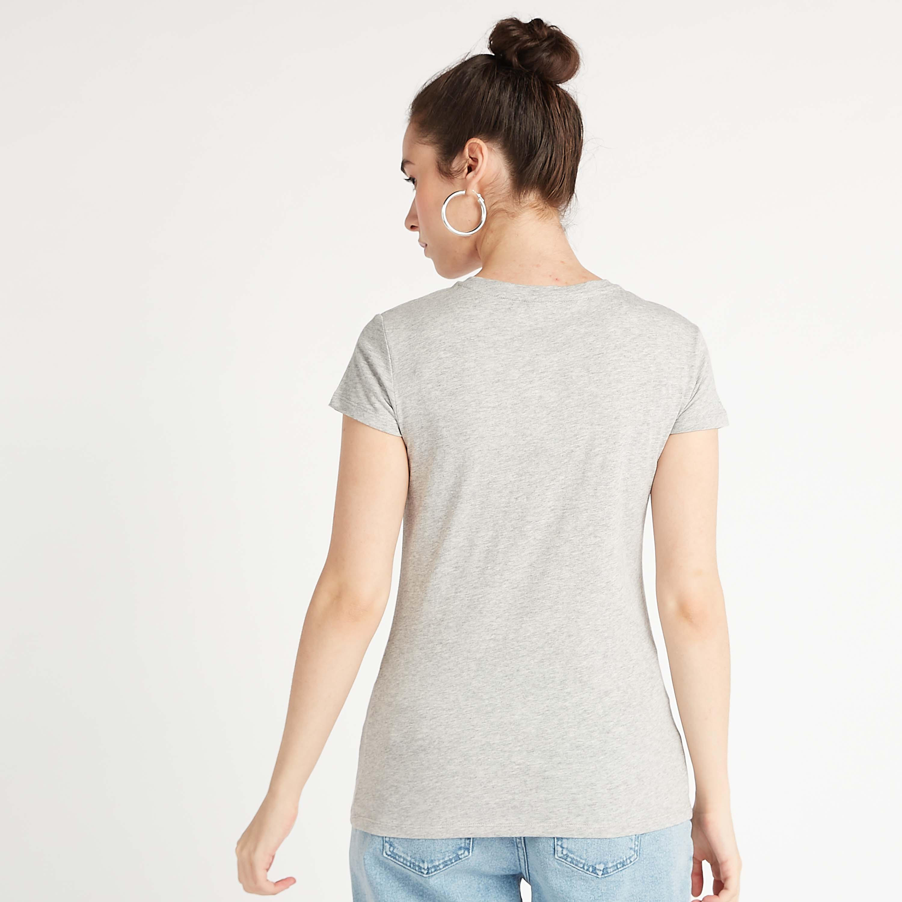 Printed Crew Neck T-shirt with Cap Sleeves-women-clothing-tshirts-image-4