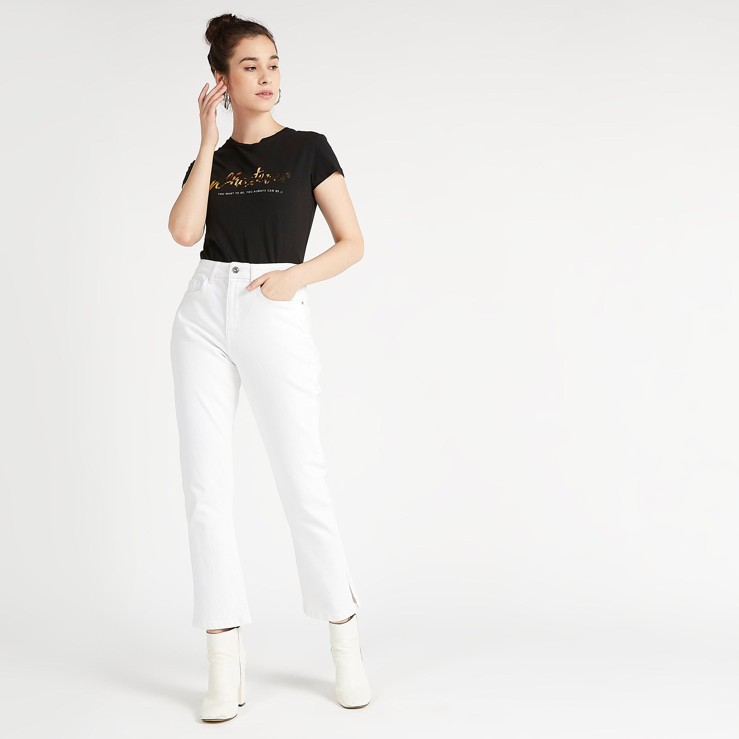 Printed Crew Neck T-shirt with Cap Sleeves-women-clothing-tshirts-image-4