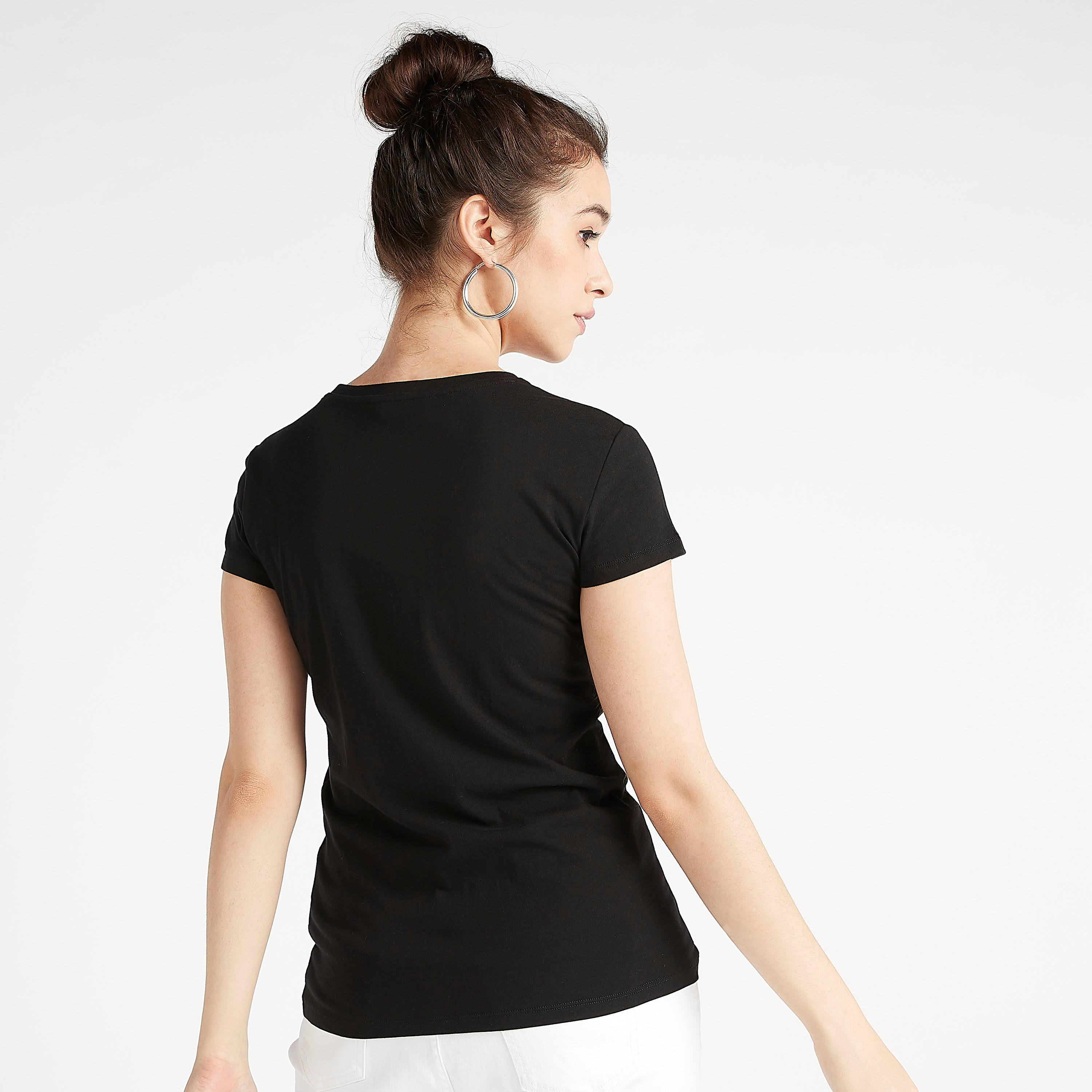 Printed Crew Neck T-shirt with Cap Sleeves-women-clothing-tshirts-image-5