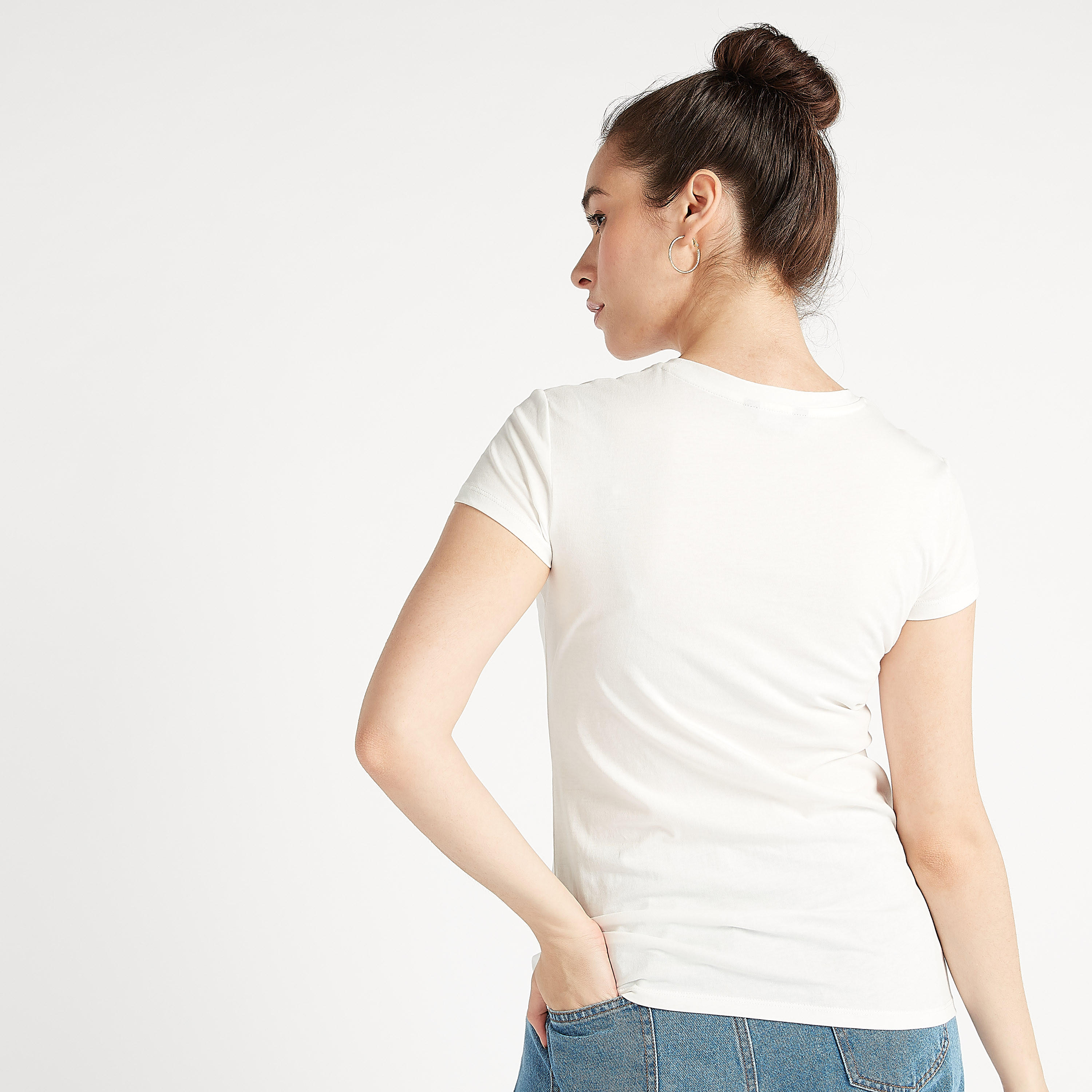 Printed Crew Neck T-shirt with Cap Sleeves-women-clothing-tshirts-image-4