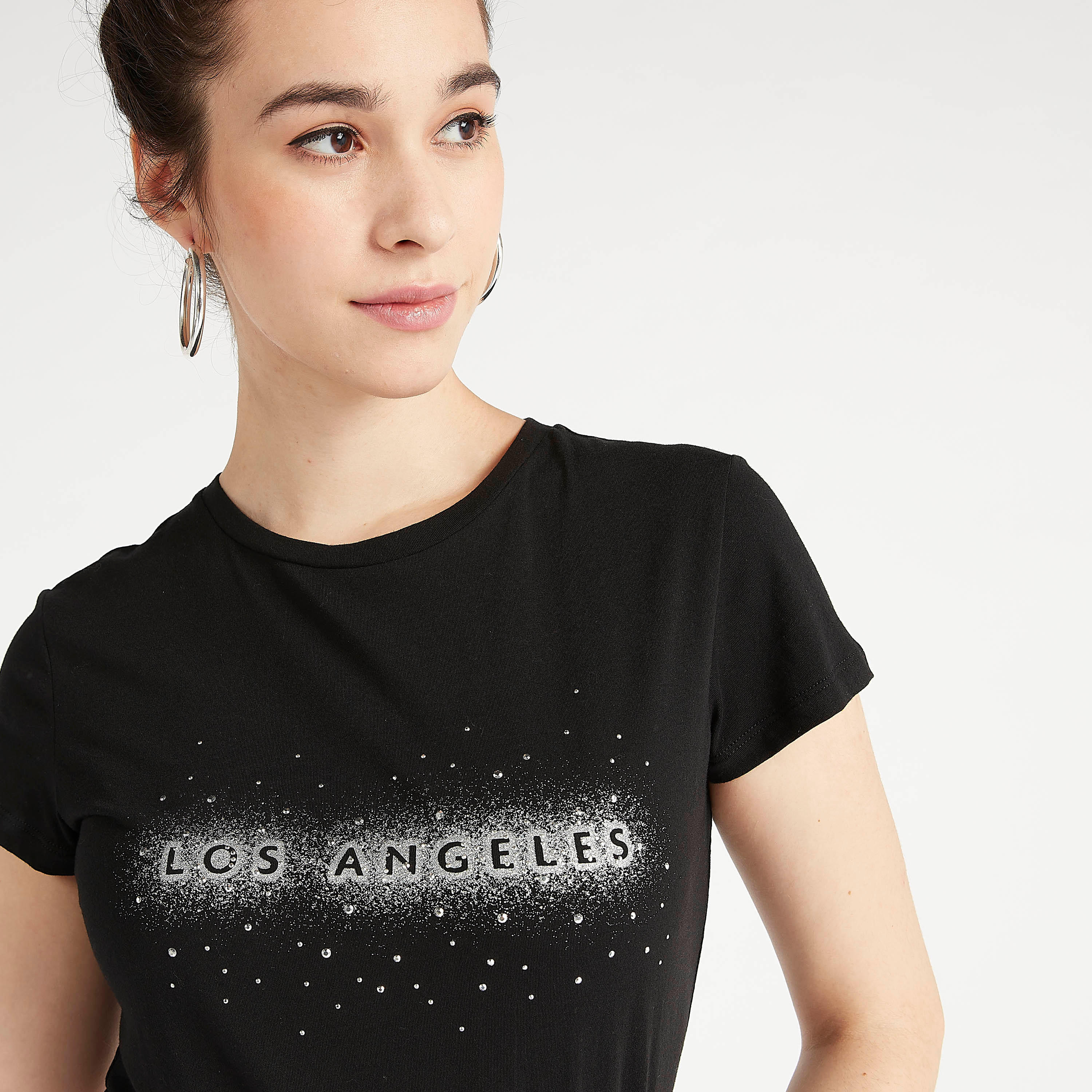 Printed Crew Neck T-shirt with Cap Sleeves-women-clothing-tshirts-image-3