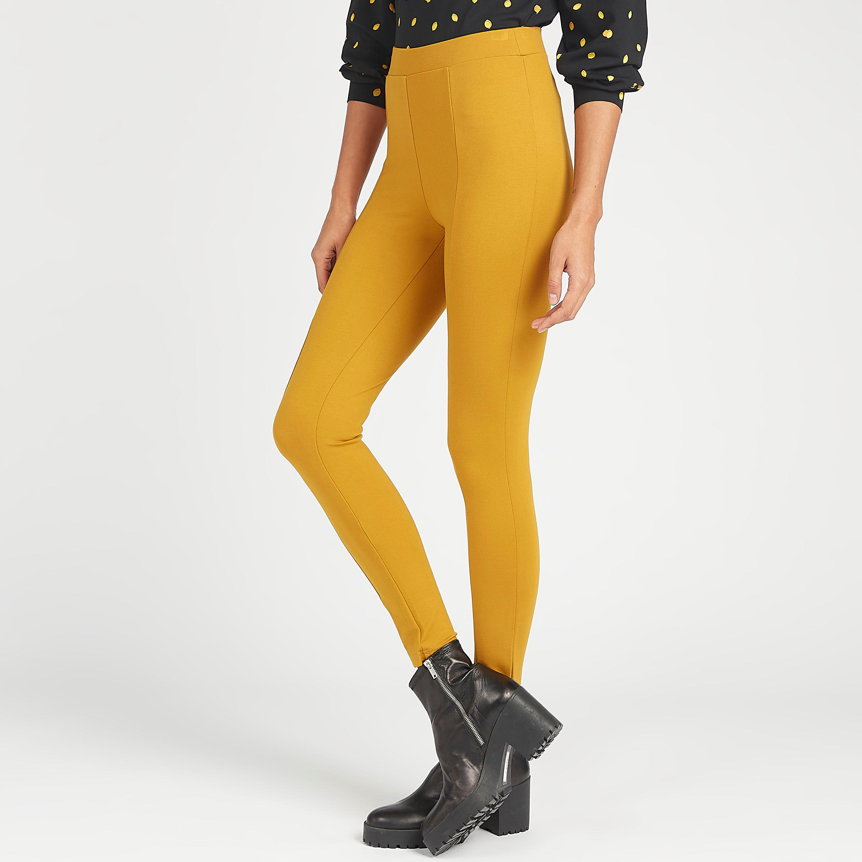 بنطلون ليقنز سادة بخصر مطّاطي-women-clothing-bottoms-leggings-image-1