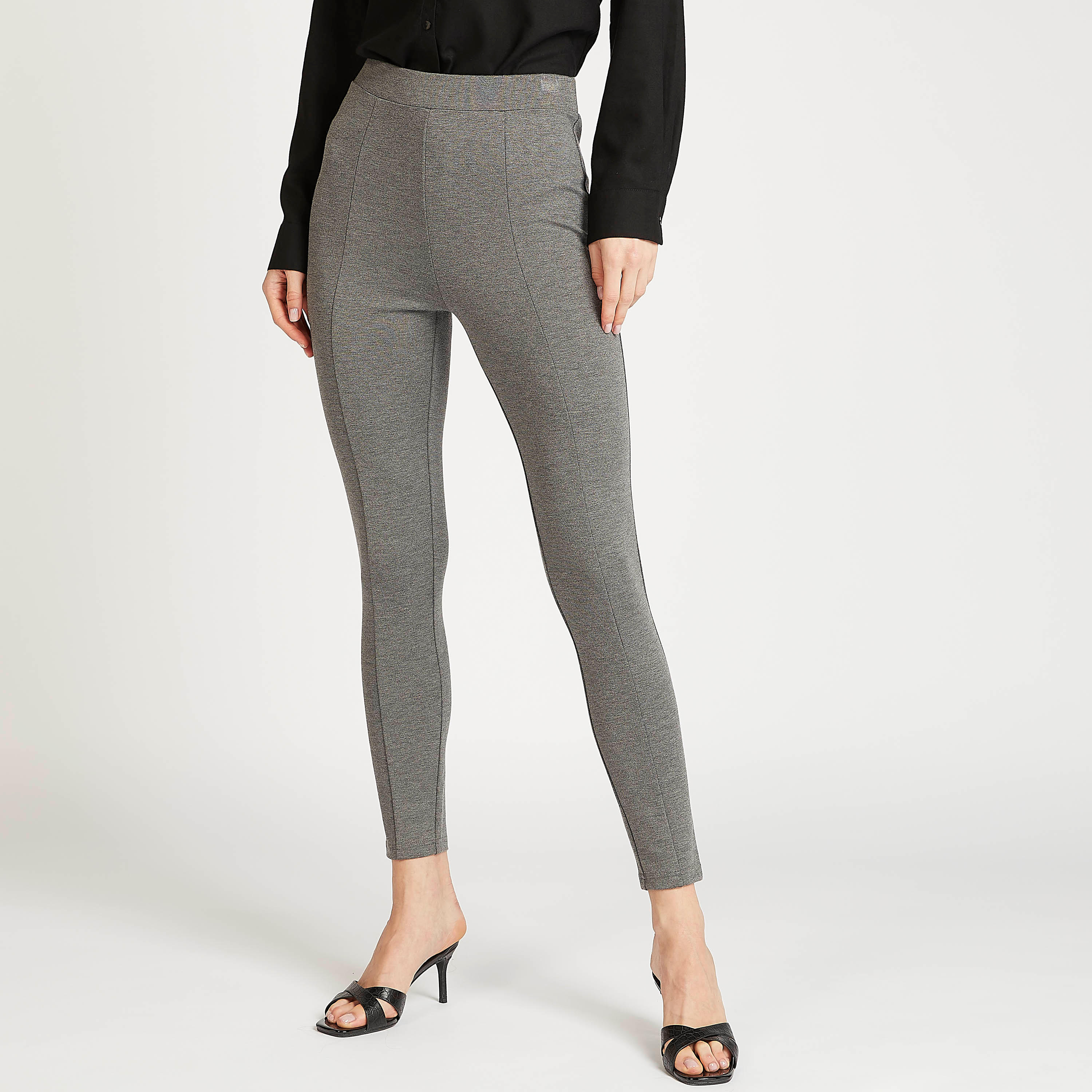 بنطلون ليقنز سادة بطول الكاحل بخصر مطاطي متوسط الإرتفاع-women-clothing-bottoms-leggings-image-5