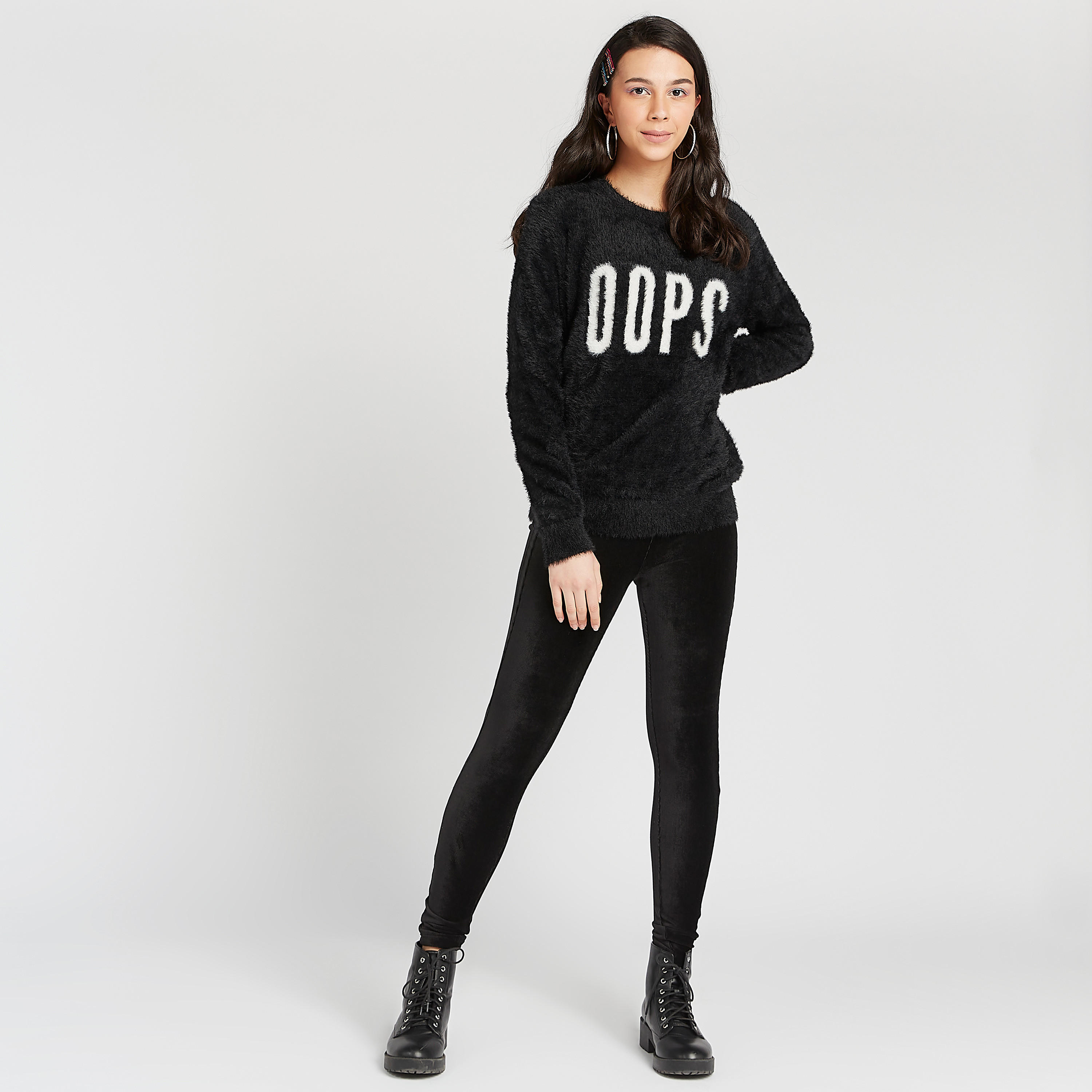 كنزة بياقة ضيقة وأكمام طويلة وطبعات شعار-women-clothing-cardigansandjumpers-jumpers-image-2