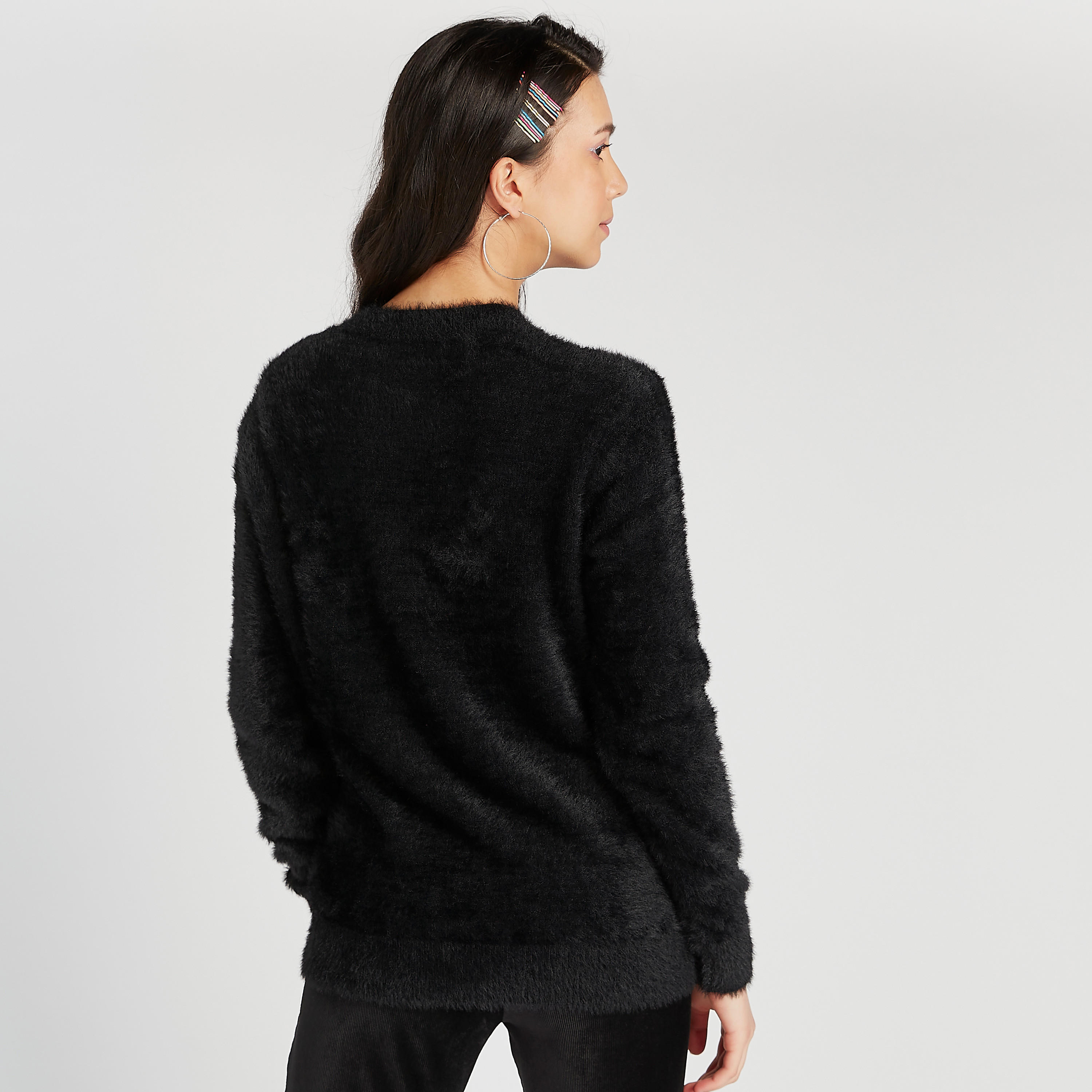 كنزة بياقة ضيقة وأكمام طويلة وطبعات شعار-women-clothing-cardigansandjumpers-jumpers-image-4