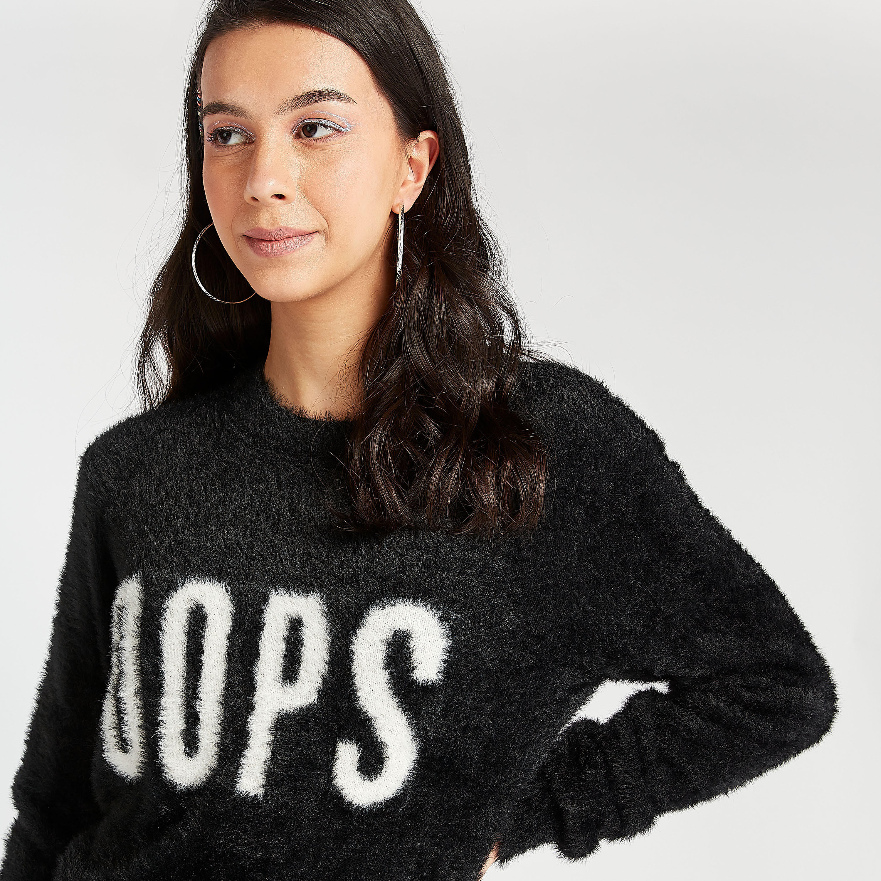 كنزة بياقة ضيقة وأكمام طويلة وطبعات شعار-women-clothing-cardigansandjumpers-jumpers-image-6