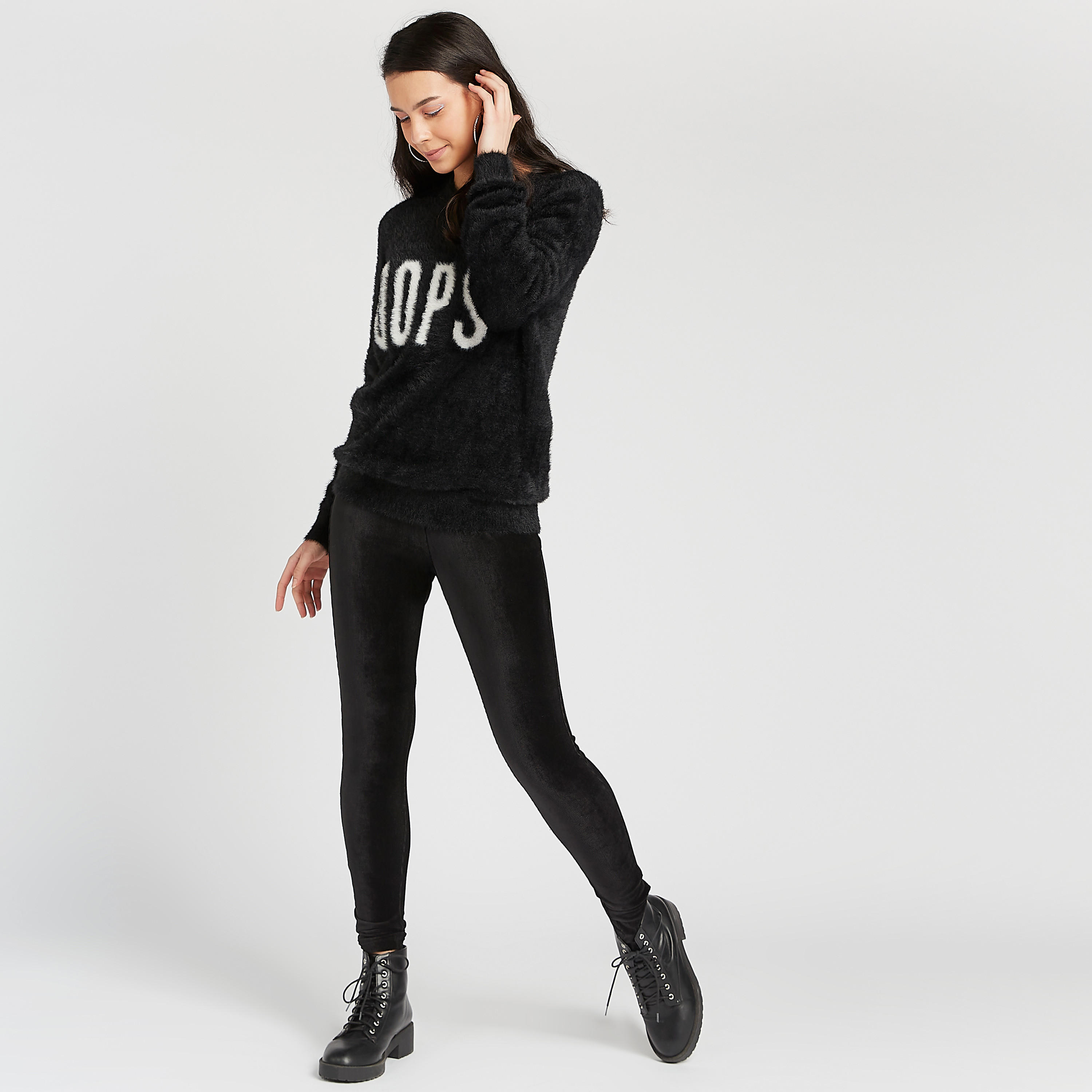 كنزة بياقة ضيقة وأكمام طويلة وطبعات شعار-women-clothing-cardigansandjumpers-jumpers-image-7