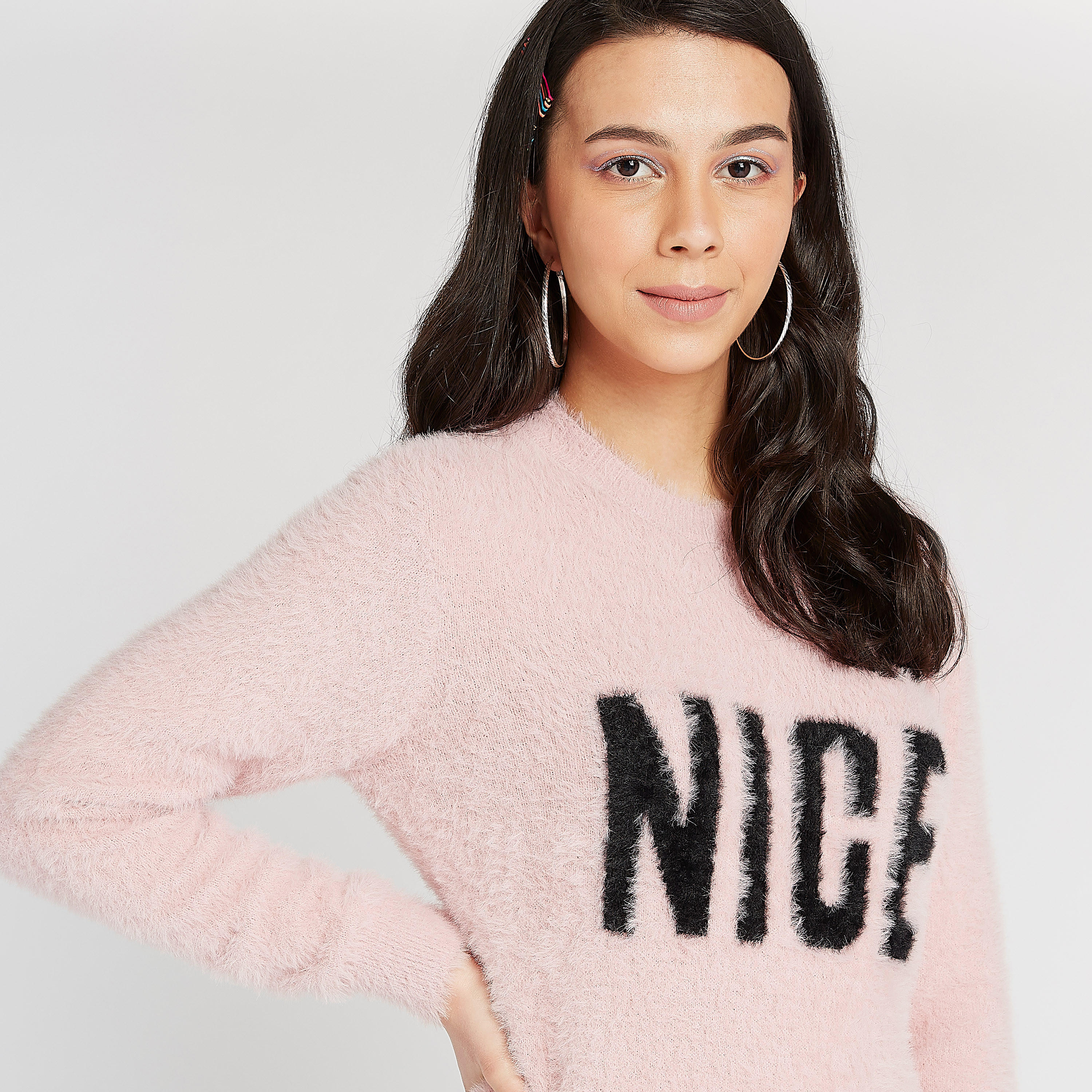 كنزة بارزة الملمس بياقة ضيقة وأكمام طويلة-women-clothing-cardigansandjumpers-jumpers-image-1