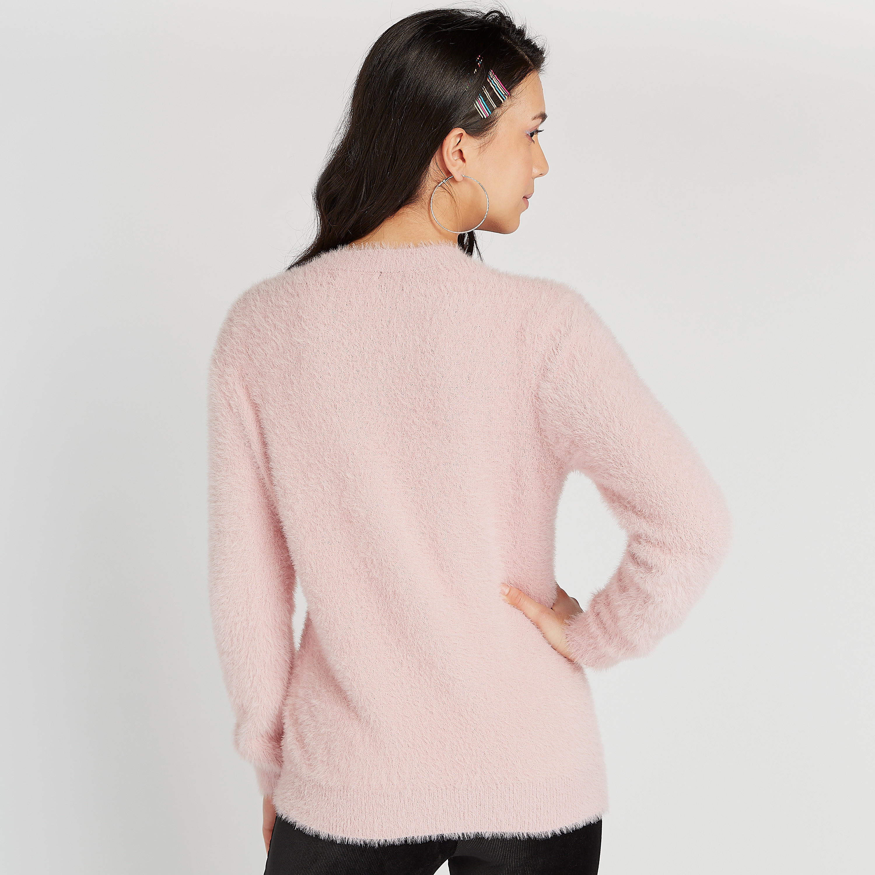 كنزة بارزة الملمس بياقة ضيقة وأكمام طويلة-women-clothing-cardigansandjumpers-jumpers-image-4