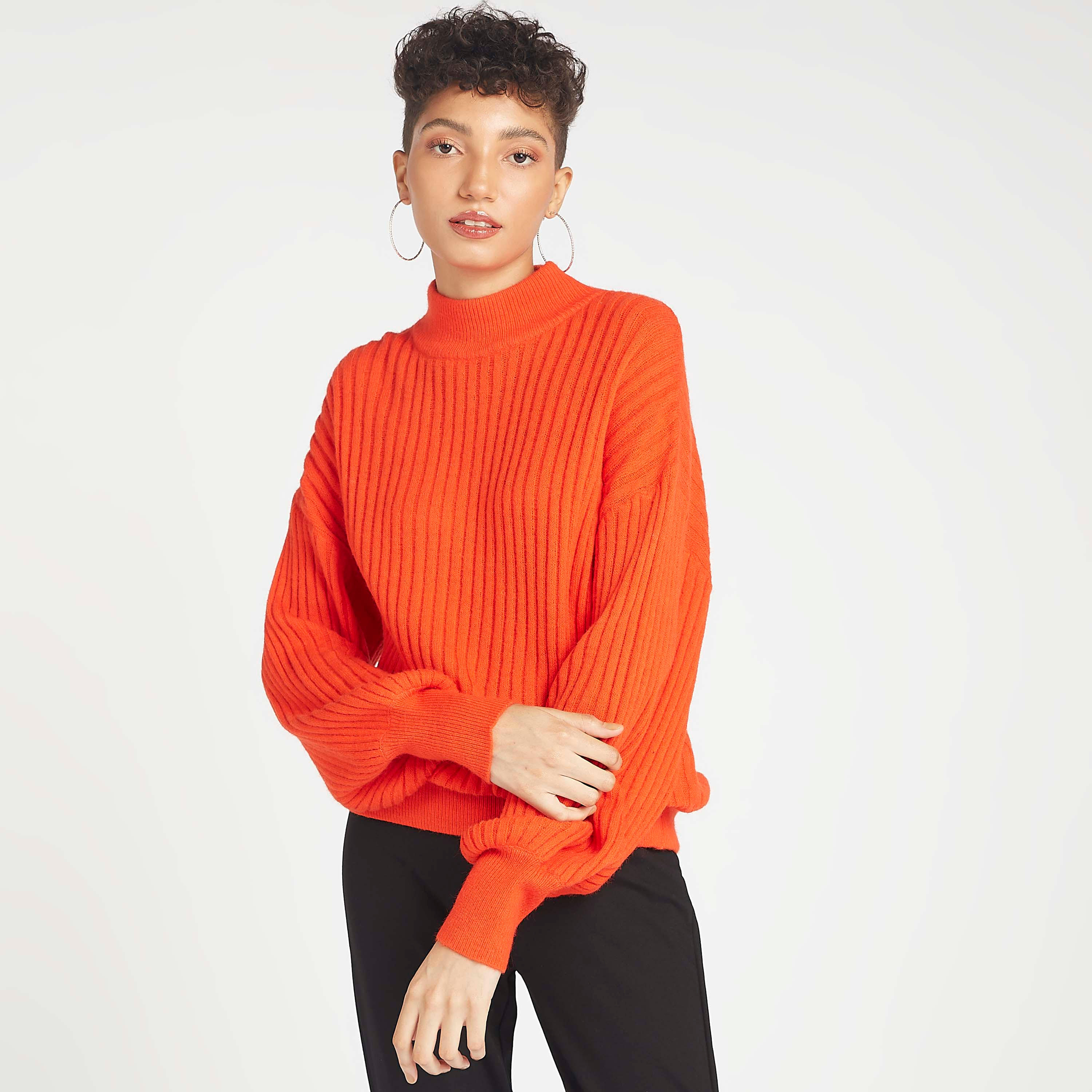 كنزة مضلعة بأكمام طويلة وياقة عالية-women-clothing-cardigansandjumpers-jumpers-image-4