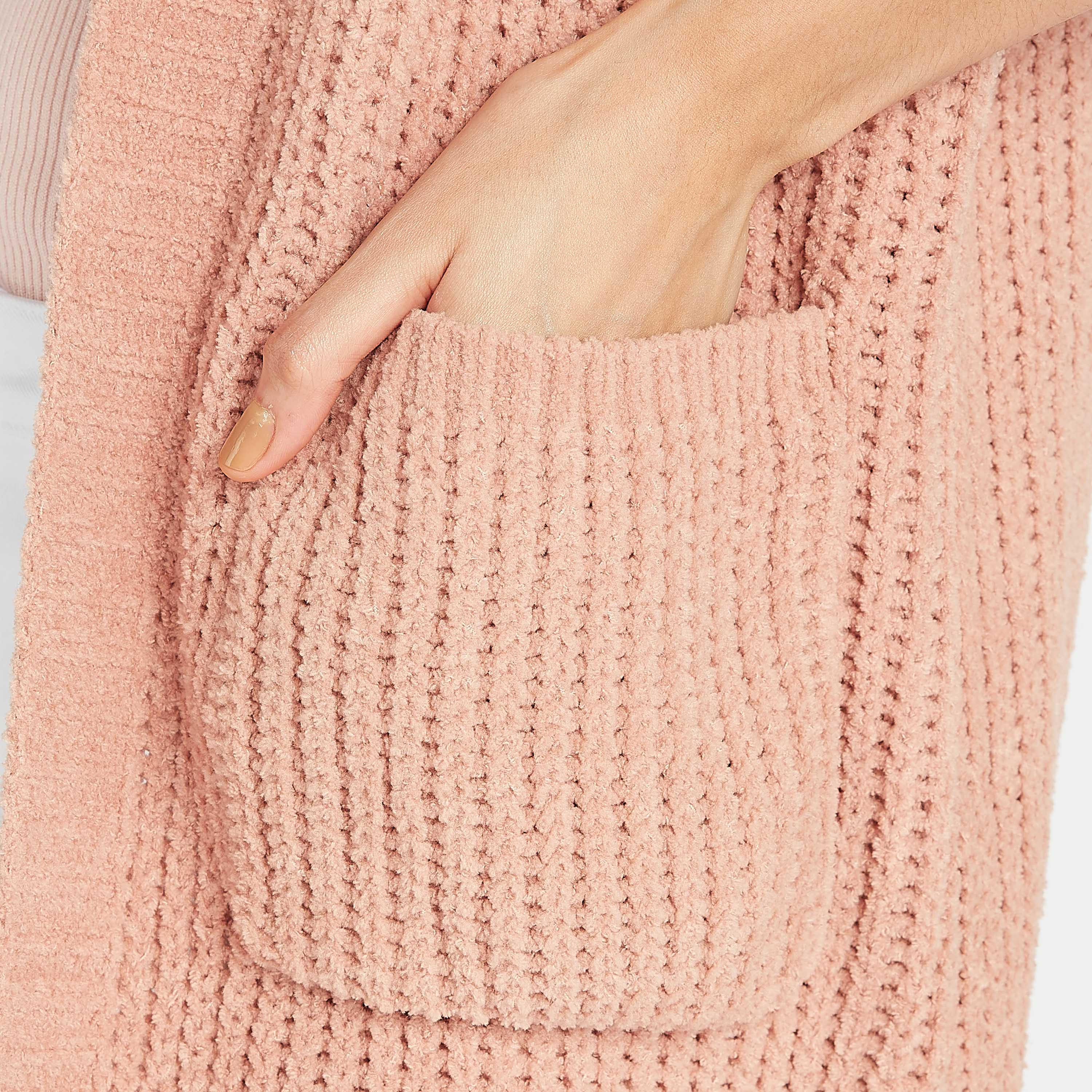 كارديجان طويل بارز الملمس بياقة منسدلة وجيوب-women-winterwear-cardigansandjumpers-cardigans-image-3