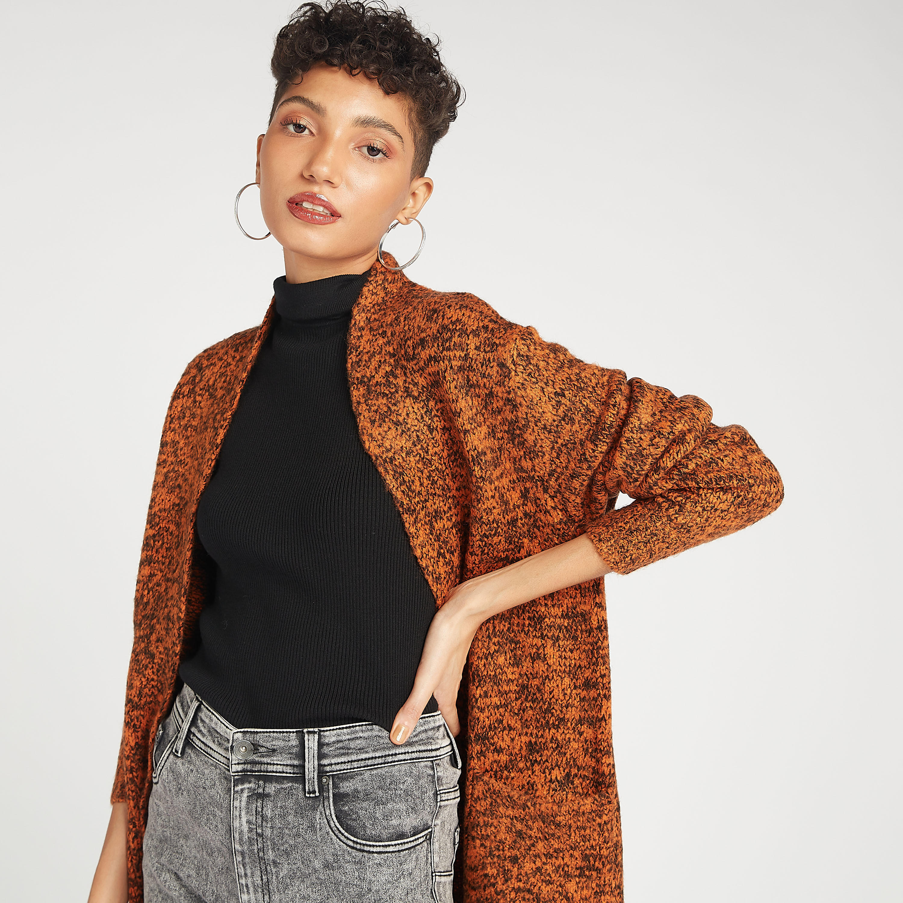 كارديجان طويل بارز الملمس بياقة منسدلة وجيوب-women-winterwear-cardigansandjumpers-cardigans-image-6
