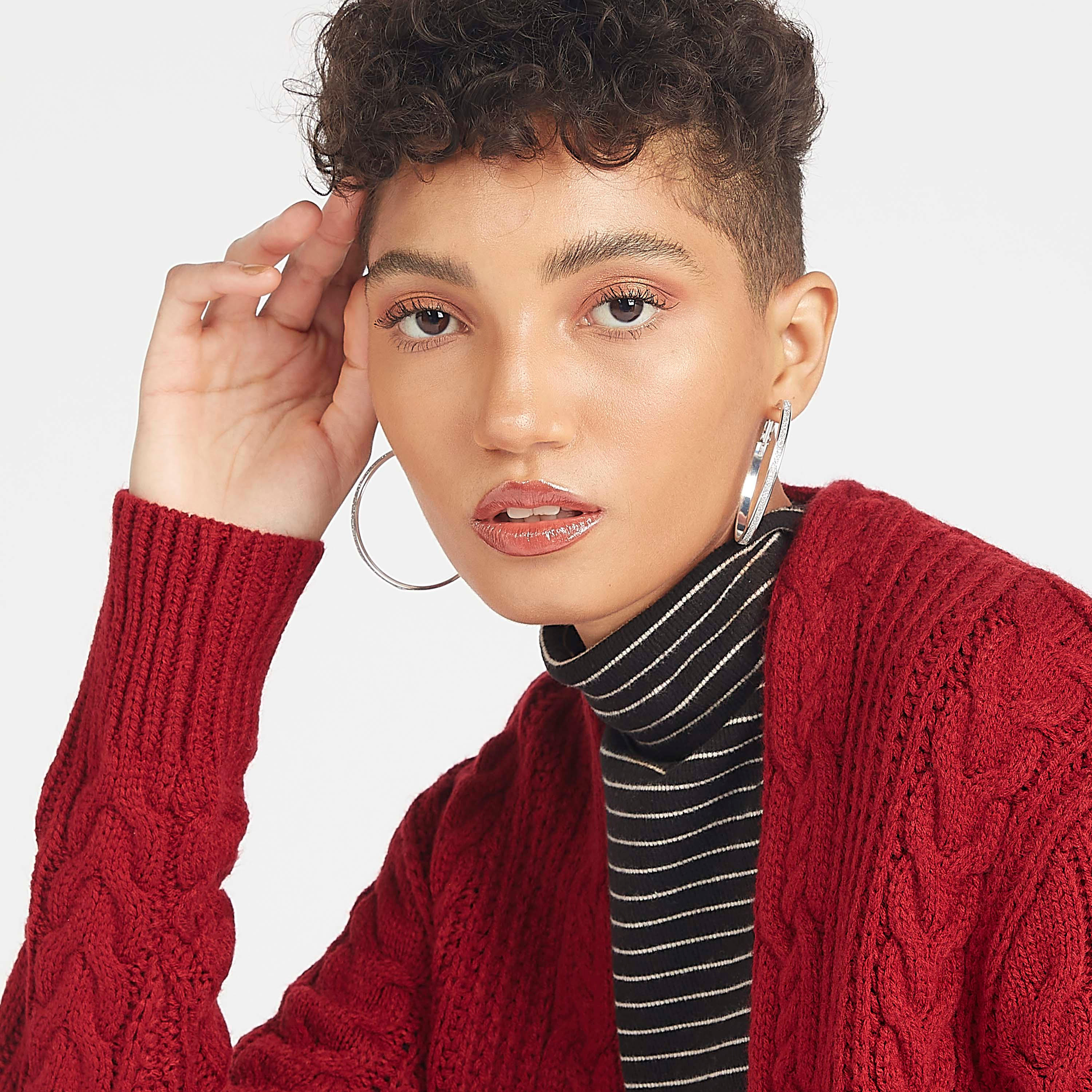 سترة بغرز متداخلة بارزة الملمس مع ياقة منسدلة وأكمام طويلة-women-winterwear-cardigansandjumpers-cardigans-image-6