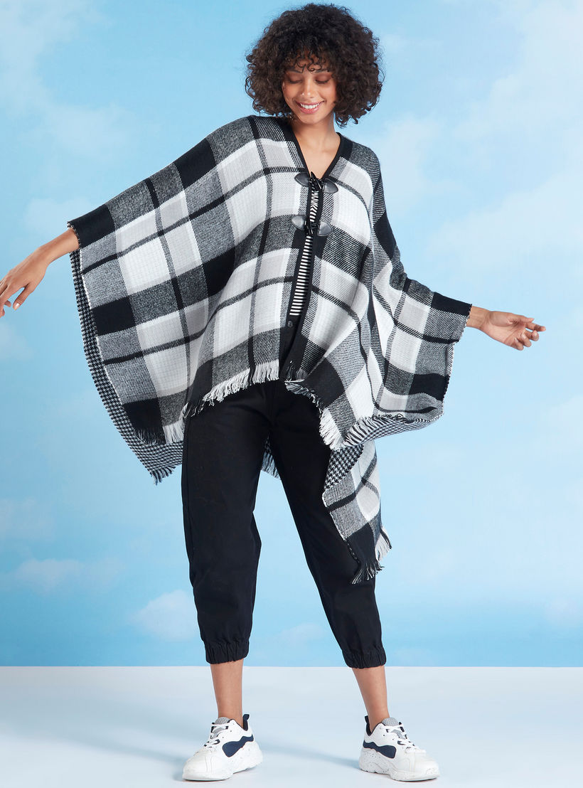 Checked Poncho-women-winterwear-coatsandjackets-jackets-image-2