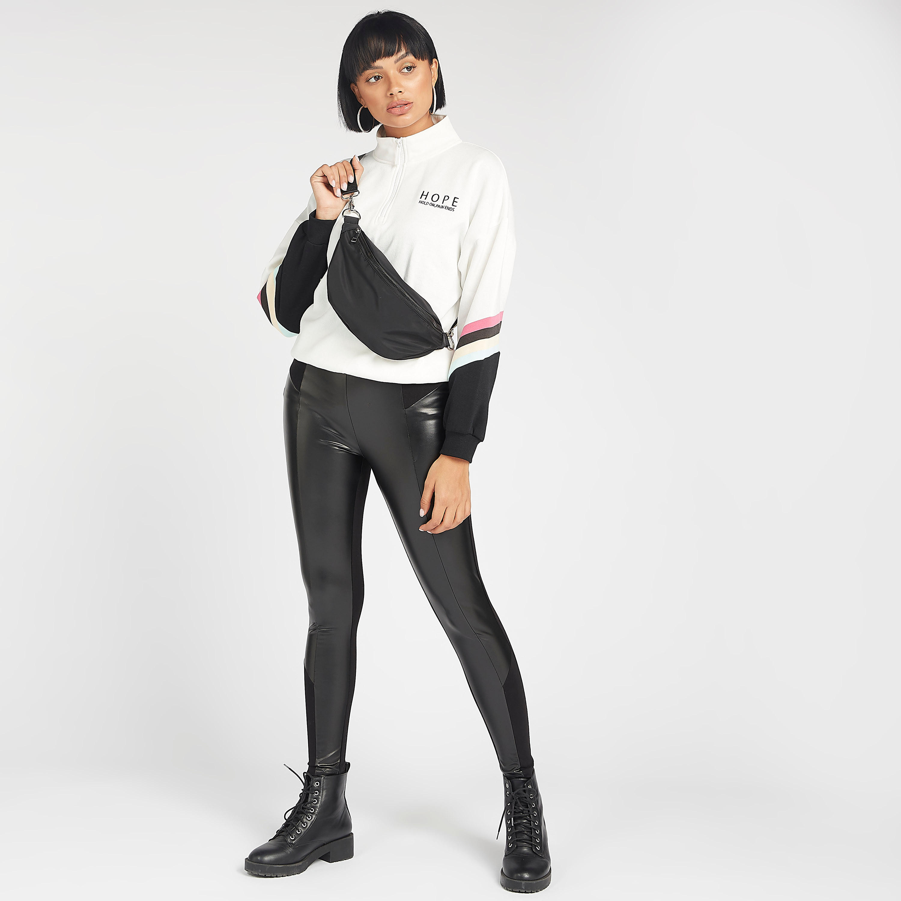 Sustainable Text Print High Neck Sweatshirt with Long Sleeves-women-winterwear-hoodiesandsweatshirts-sweatshirts-image-2