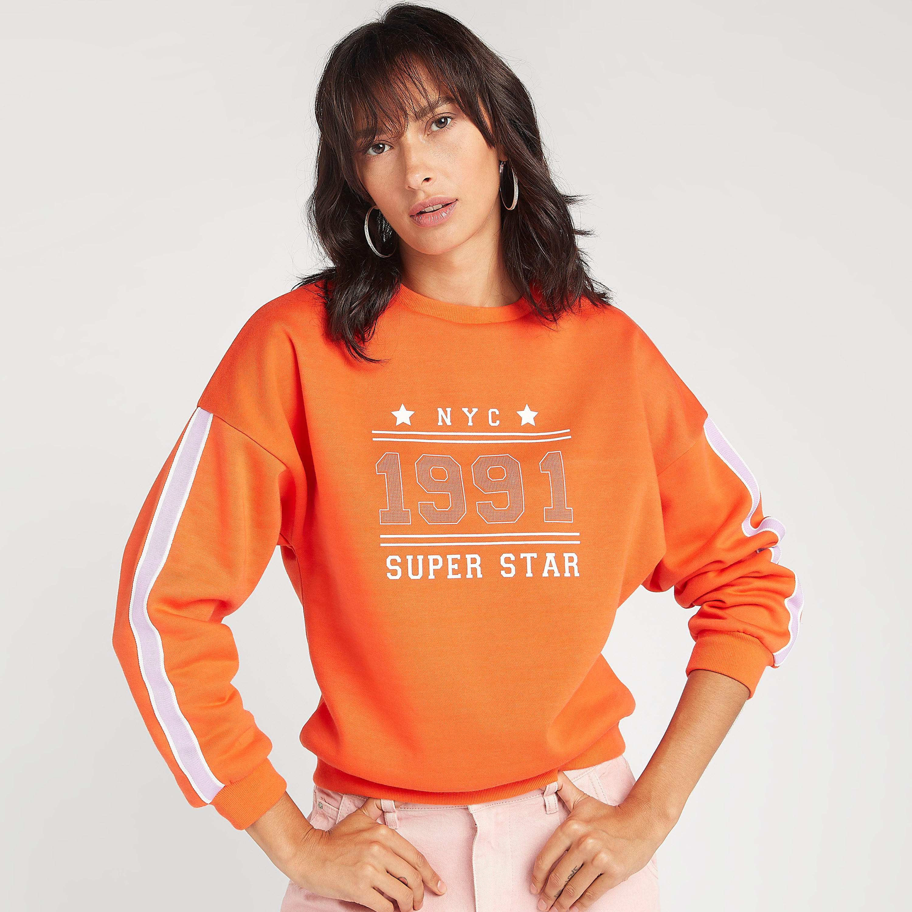 Sustainable Printed Crew Neck Sweatshirt with Long Sleeves-women-winterwear-hoodiesandsweatshirts-sweatshirts-image-1