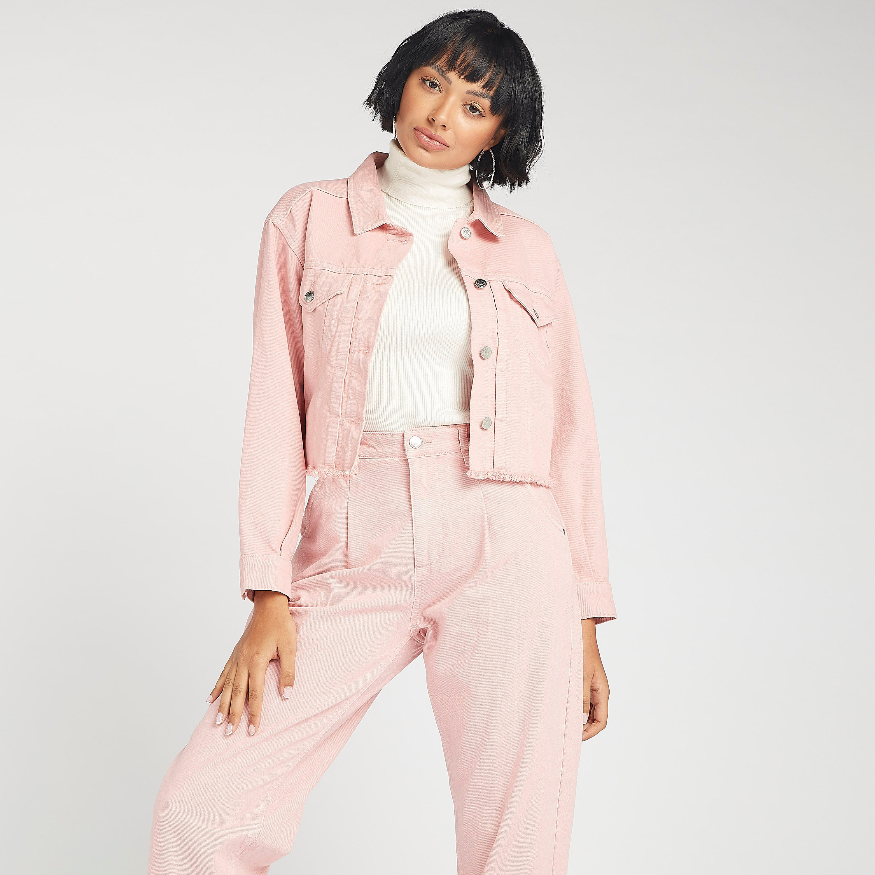 جاكيت مستدام دينم سادة بجيوب بطيّة-women-winterwear-coatsandjackets-jackets-image-1