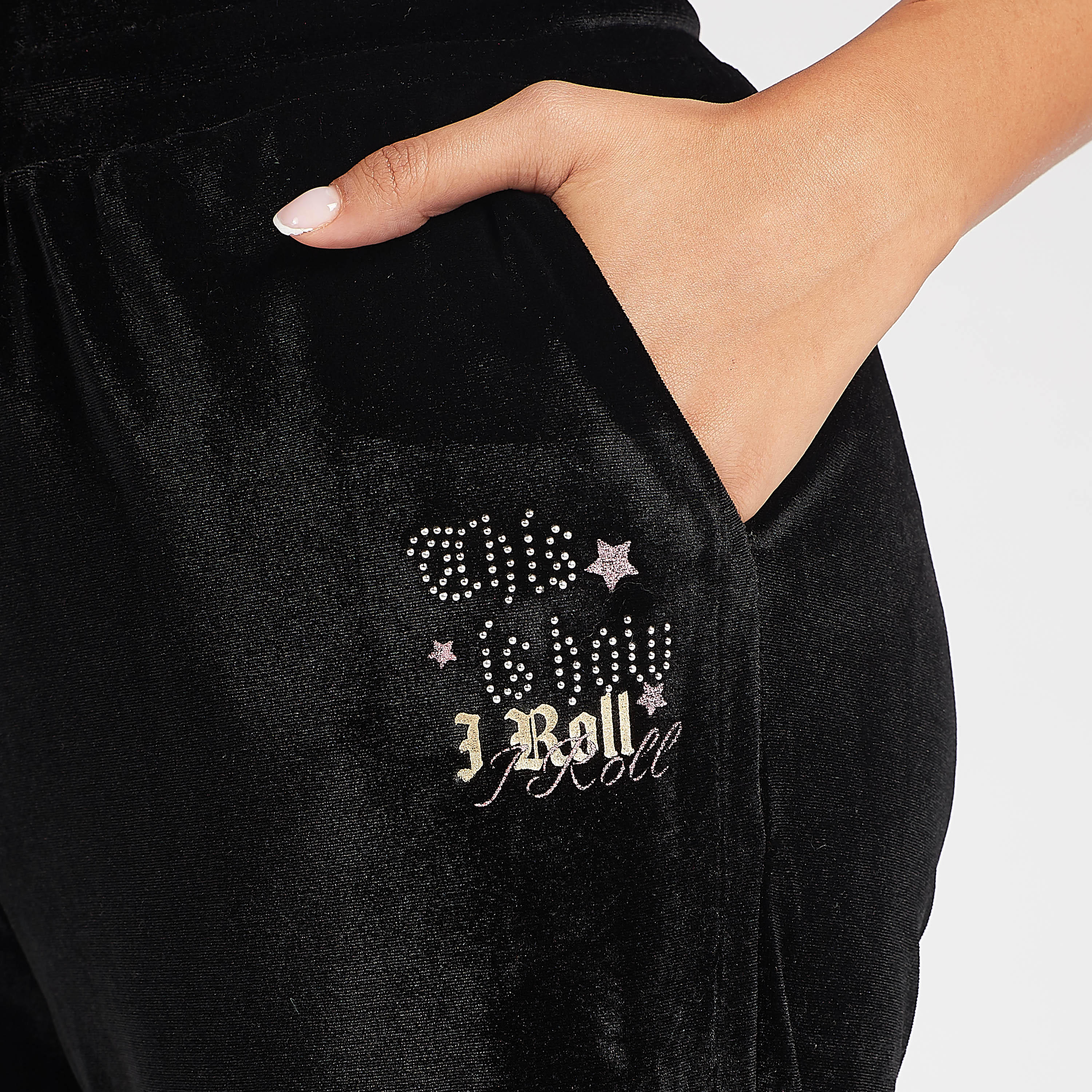بنطلون رياضي طويل بارز الملمس بخصر متوسط وتفاصيل جيوب-women-clothing-bottoms-joggers-image-3
