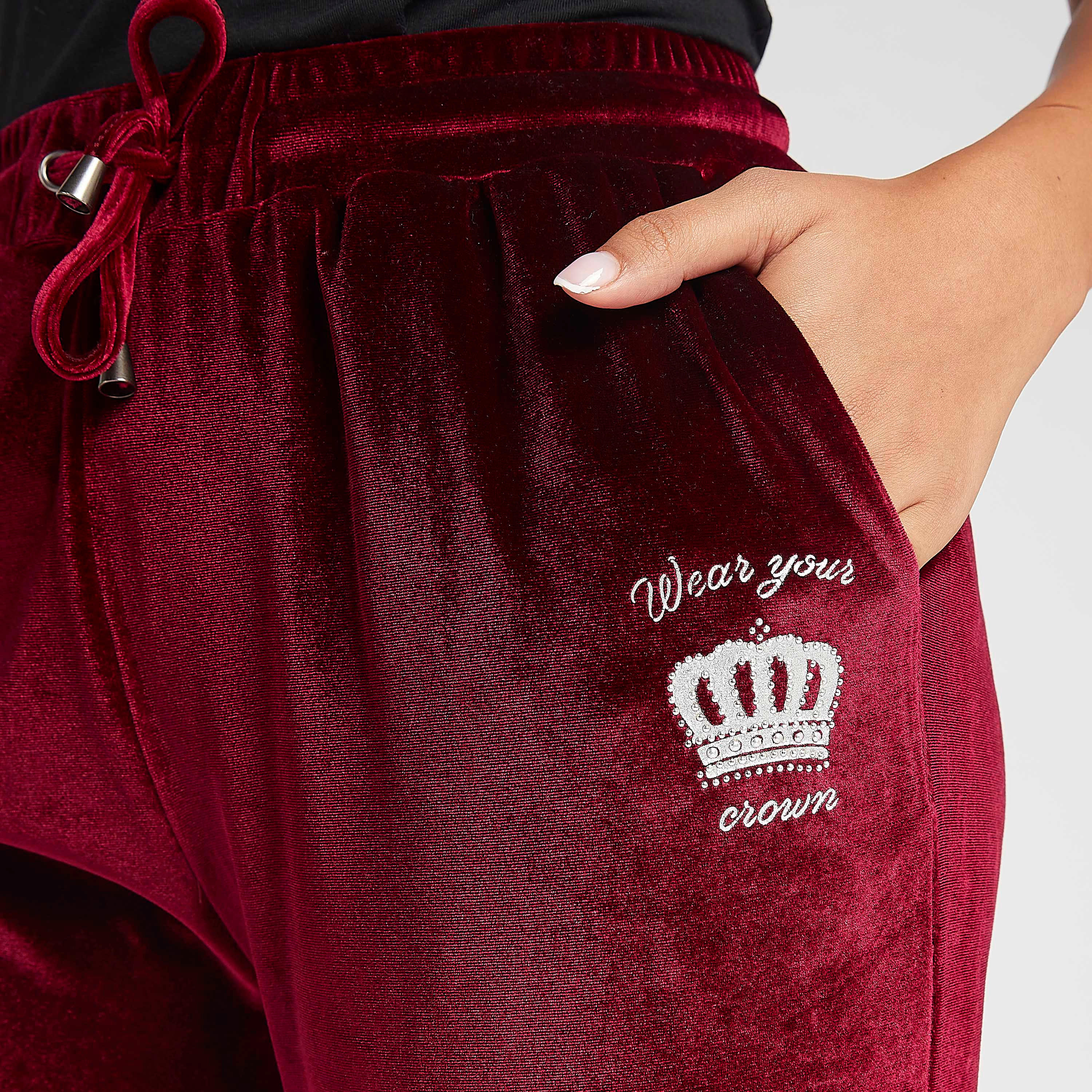 بنطلون مطرز طويل بخصر متوسط الارتفاع وجيوب-women-clothing-bottoms-joggers-image-5