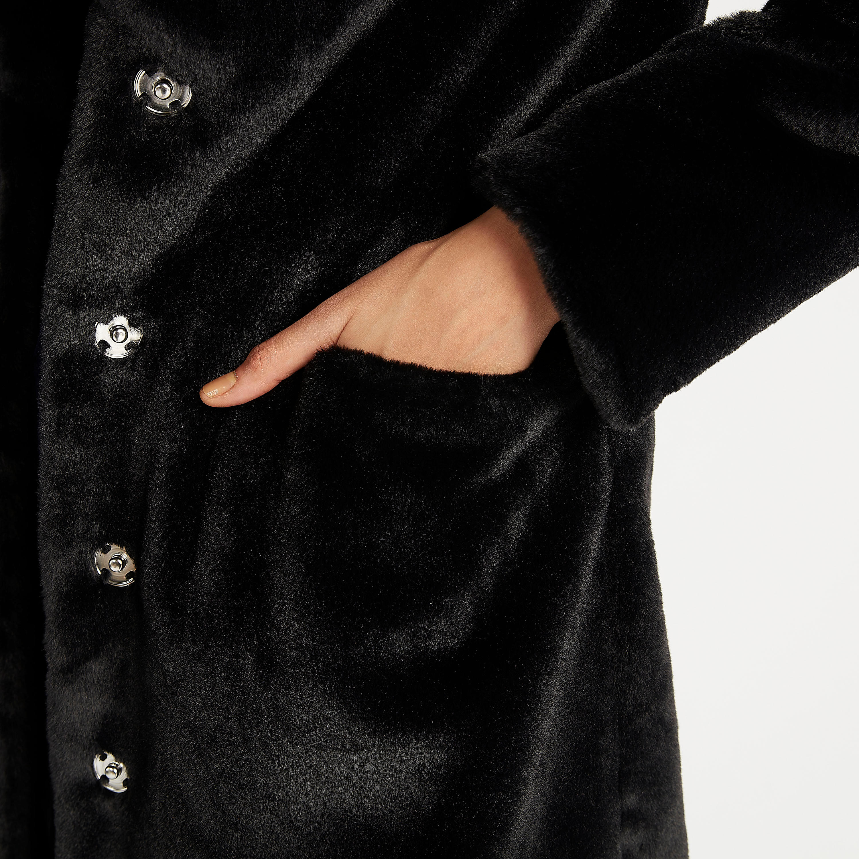 Textured Longline Jacket with Button Closure and Pockets-women-winterwear-coatsandjackets-jackets-image-5