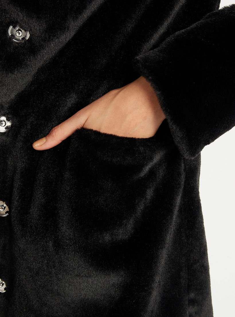Textured Longline Jacket with Button Closure and Pockets-women-winterwear-coatsandjackets-jackets-image-5