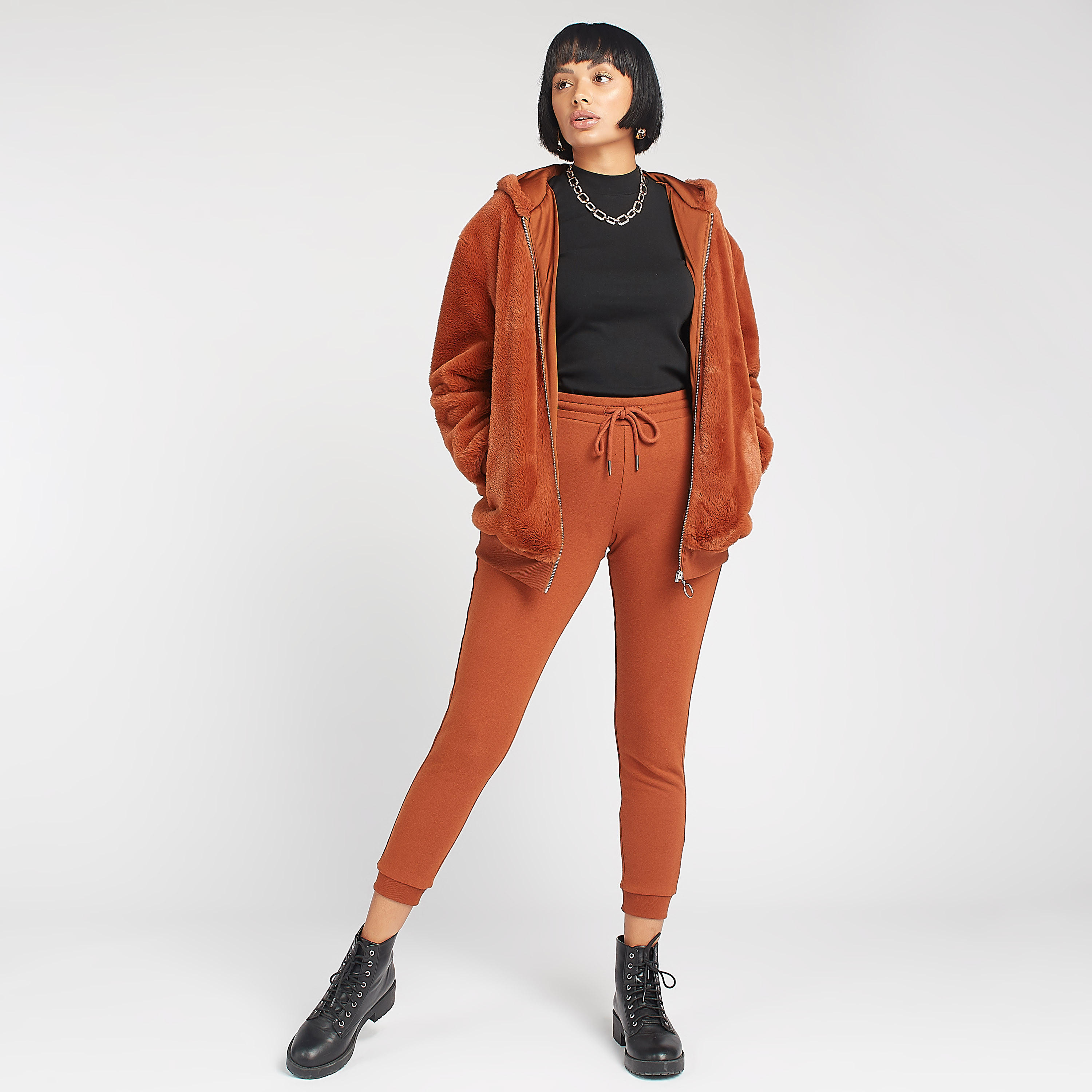 Plush Textured Jacket with Hooded Neck and Zip Closure-women-winterwear-coatsandjackets-jackets-image-2