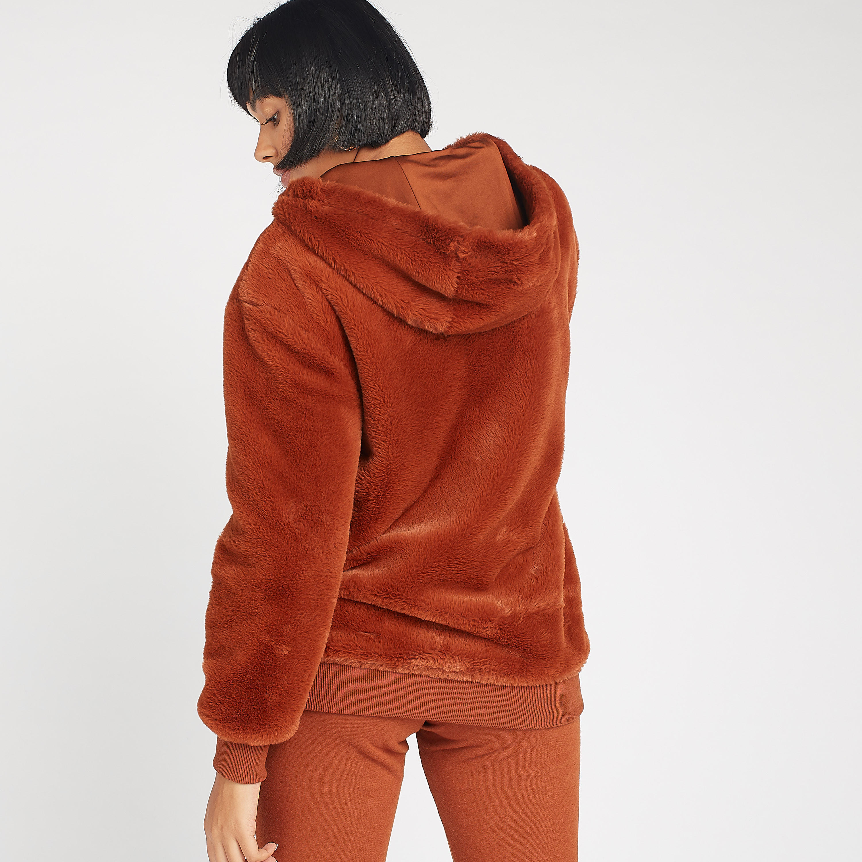 Plush Textured Jacket with Hooded Neck and Zip Closure-women-winterwear-coatsandjackets-jackets-image-4