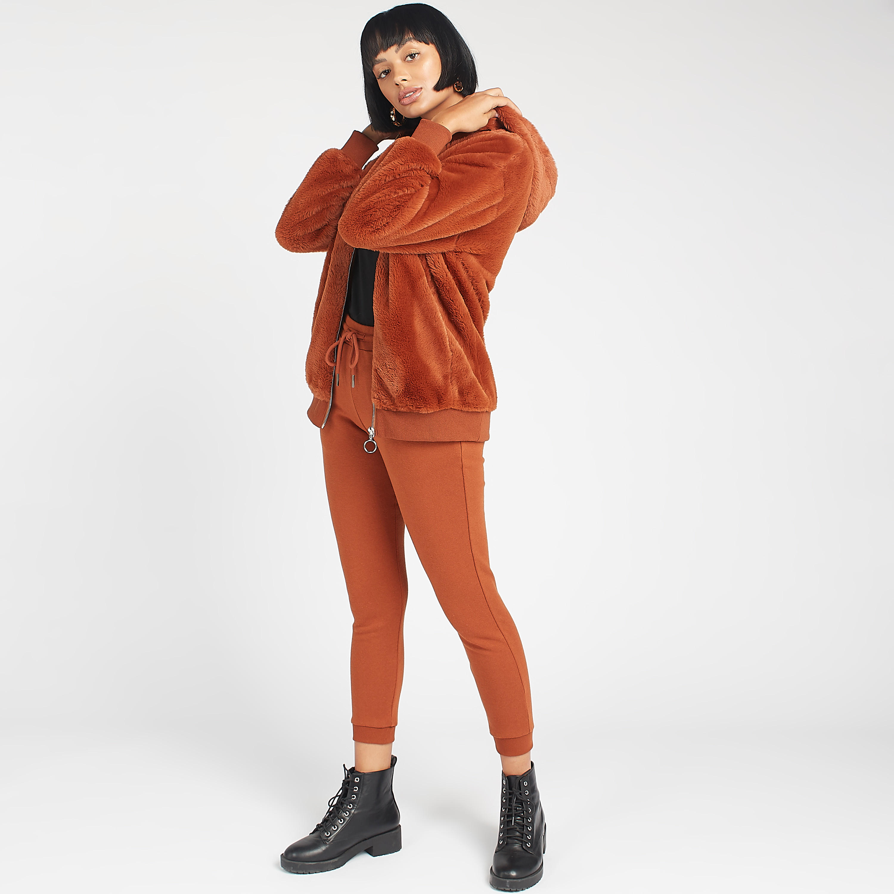 Plush Textured Jacket with Hooded Neck and Zip Closure-women-winterwear-coatsandjackets-jackets-image-5