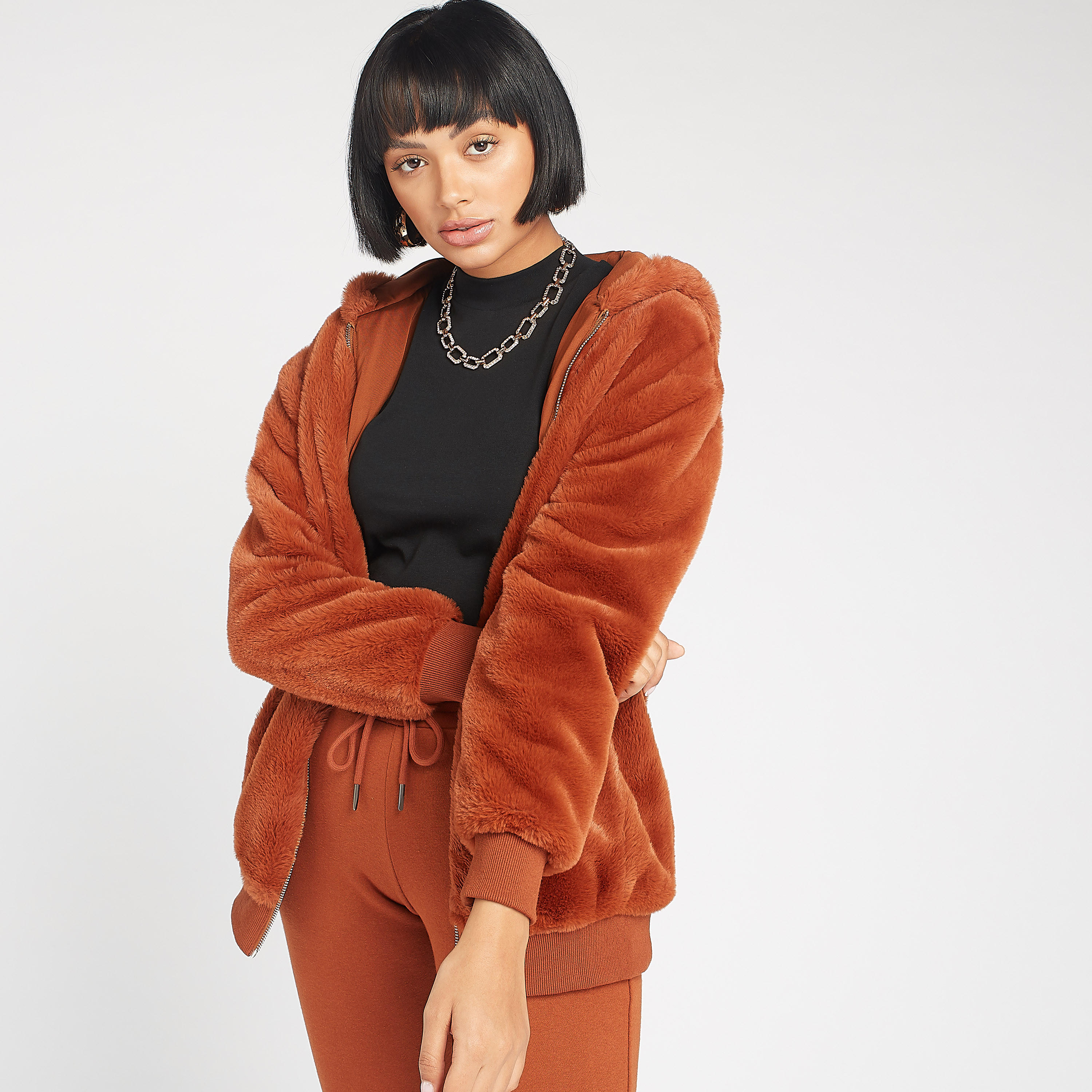 Plush Textured Jacket with Hooded Neck and Zip Closure-women-winterwear-coatsandjackets-jackets-image-7