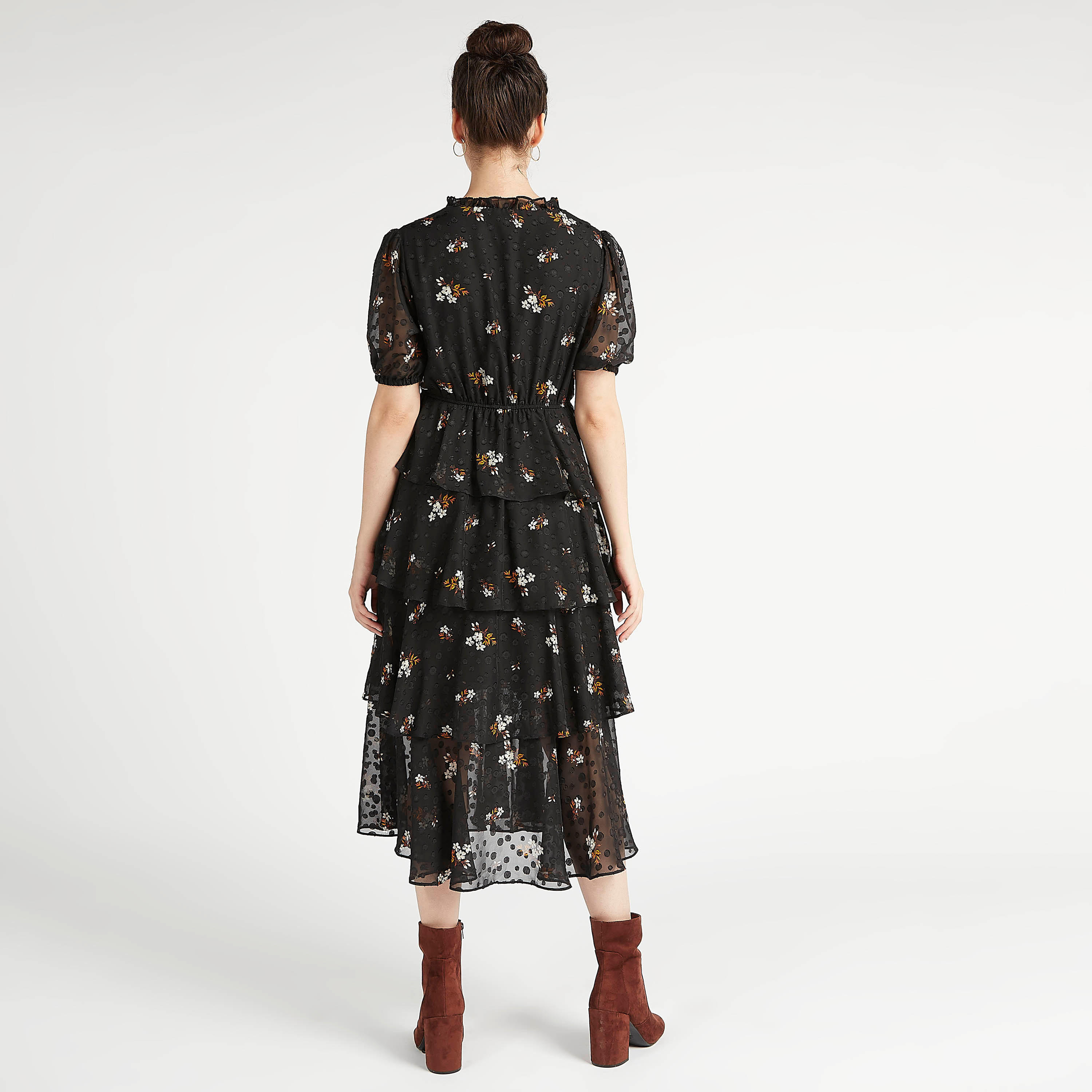 فستان إيه لاين ميدي متعدّد الطبقات بطبعات أزهار وأكمام قصيرة-women-clothing-dresses-image-4