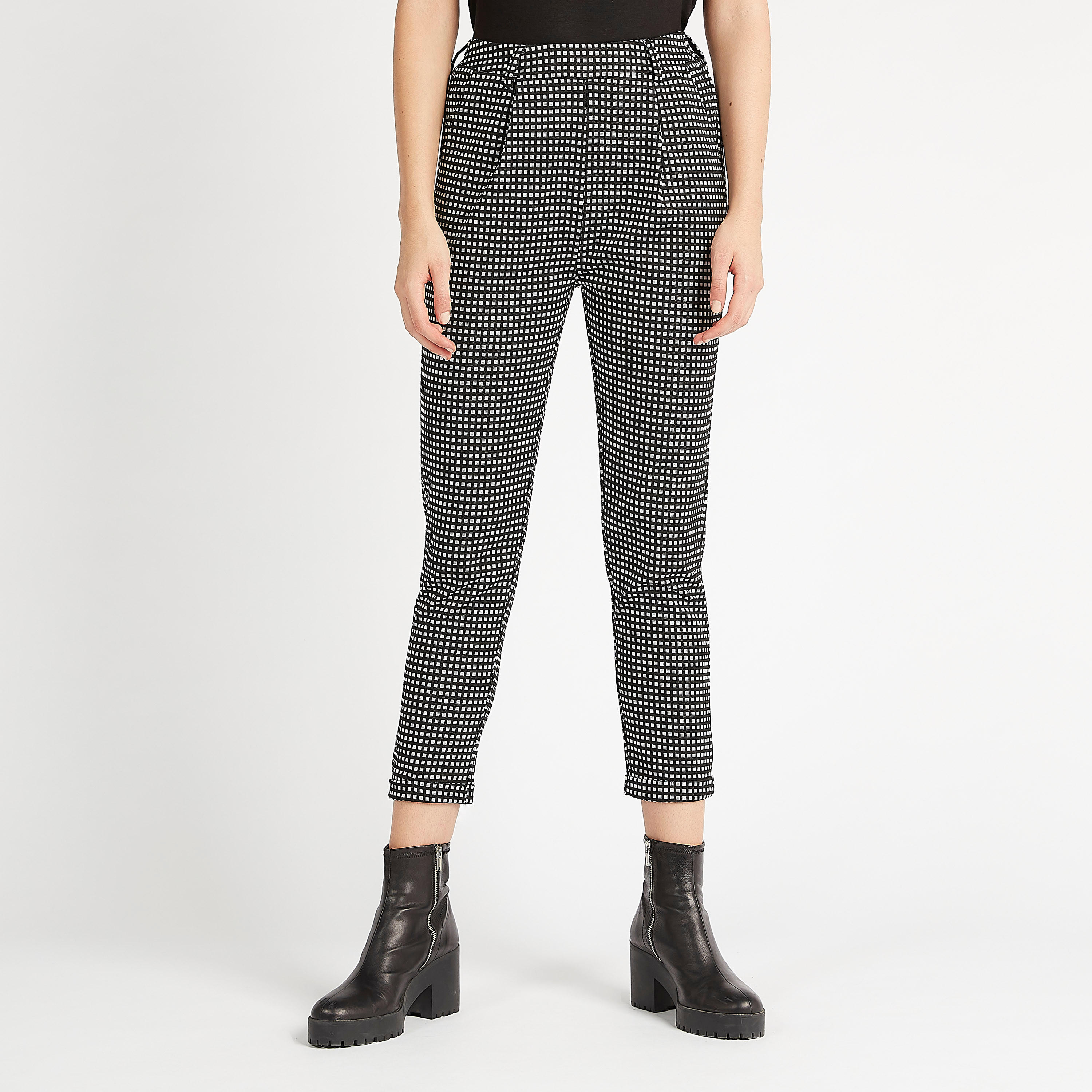 Checked Mid-Rise Cropped Pants with Pockets-women-clothing-bottoms-trousers-image-2