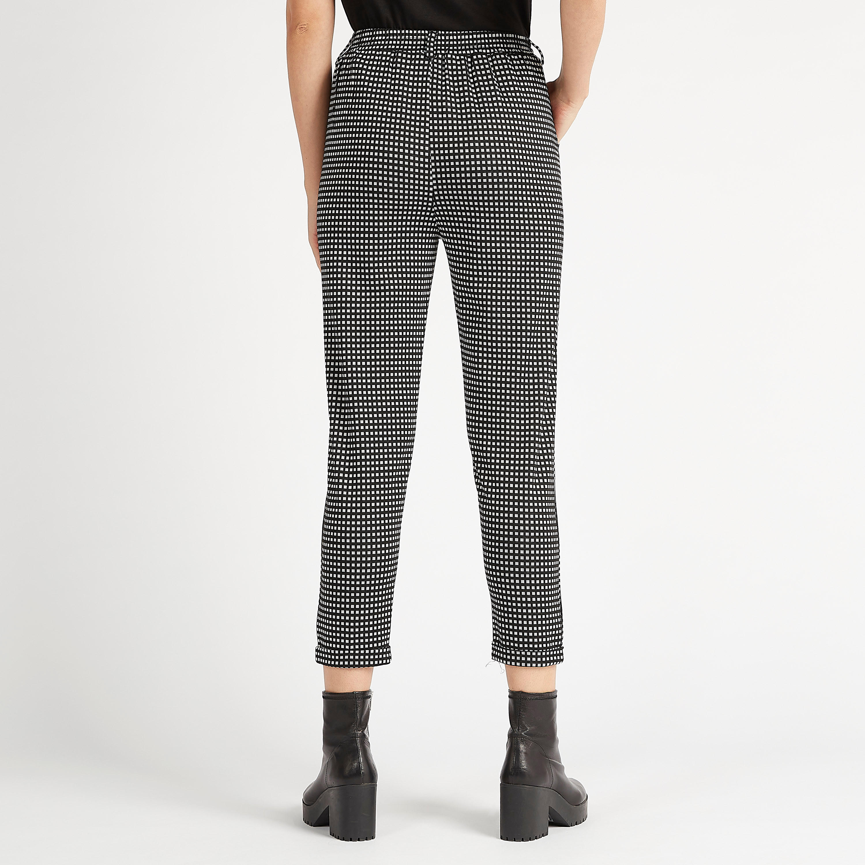Checked Mid-Rise Cropped Pants with Pockets-women-clothing-bottoms-trousers-image-4