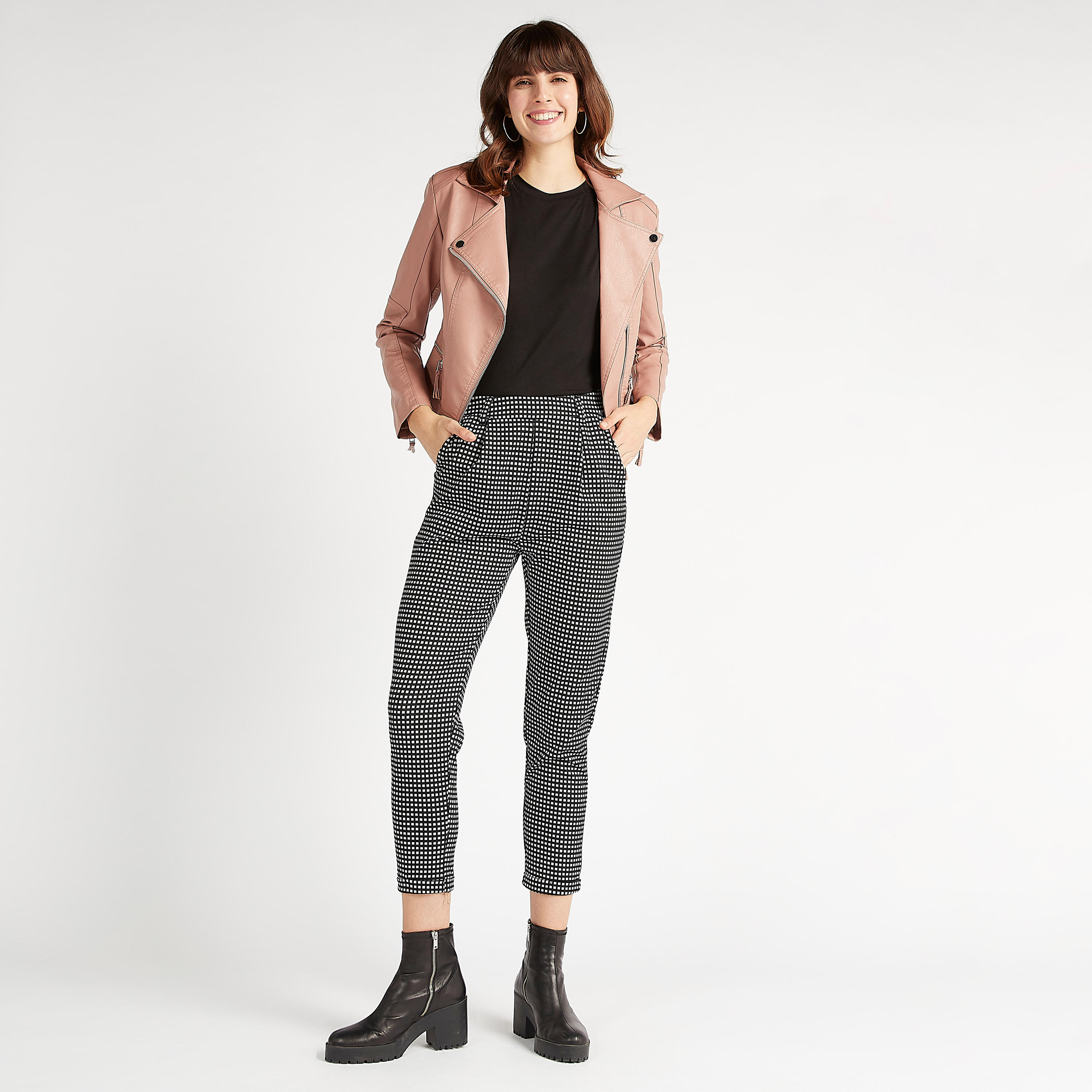 Checked Mid-Rise Cropped Pants with Pockets-women-clothing-bottoms-trousers-image-5