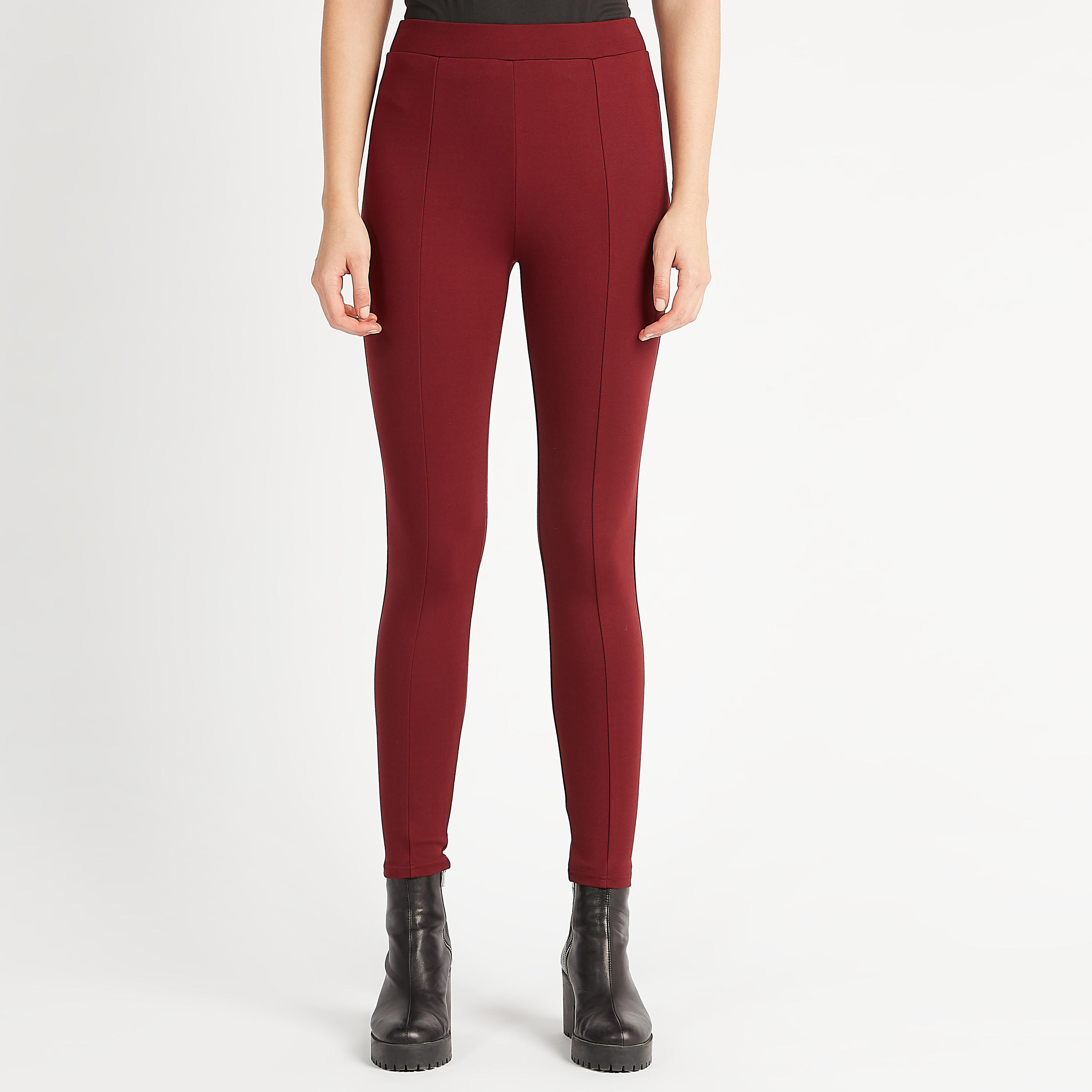 Solid High-Rise Skinny Fit Leggings with Elasticated Waistband-women-clothing-bottoms-leggings-image-2