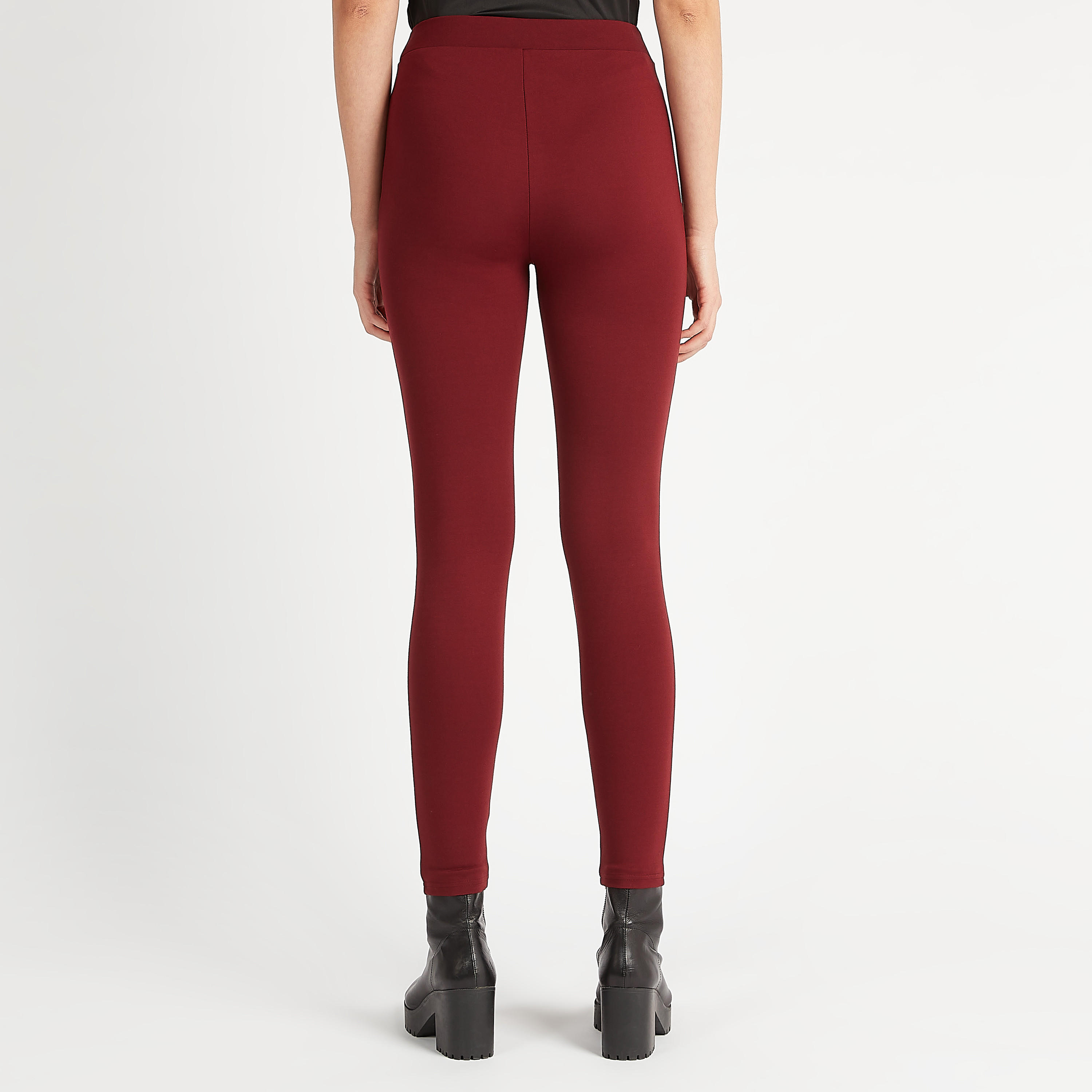 Solid High-Rise Skinny Fit Leggings with Elasticated Waistband-women-clothing-bottoms-leggings-image-4
