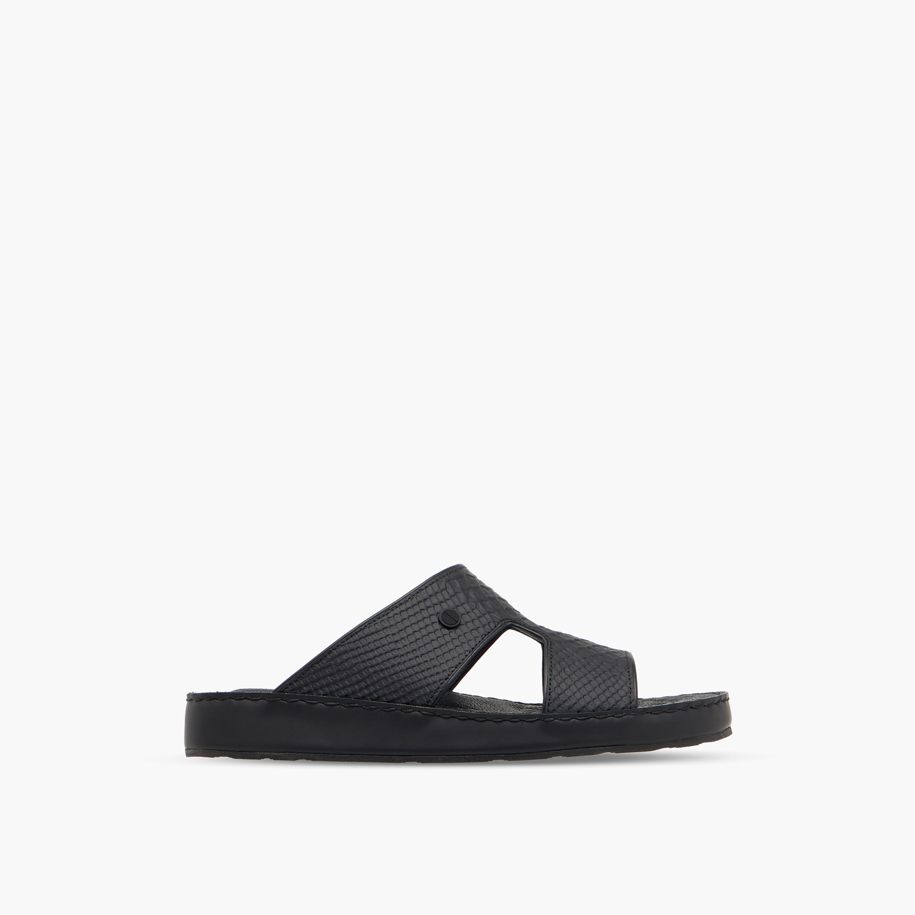 Duchini Men Textured Leather Arabic Sandals-men-shoes-sandals-image-3